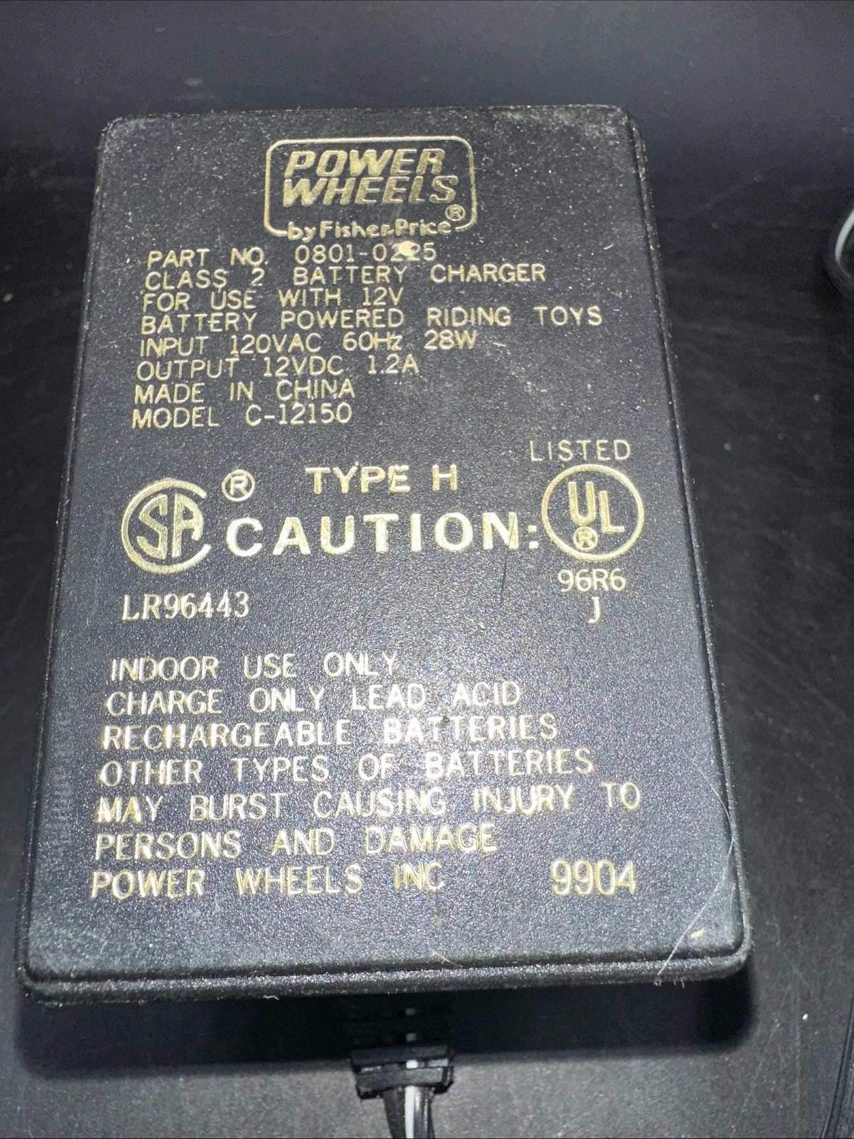 Power Wheels Model C-12150 12 Volt Power Supply Adapter Charger OEM