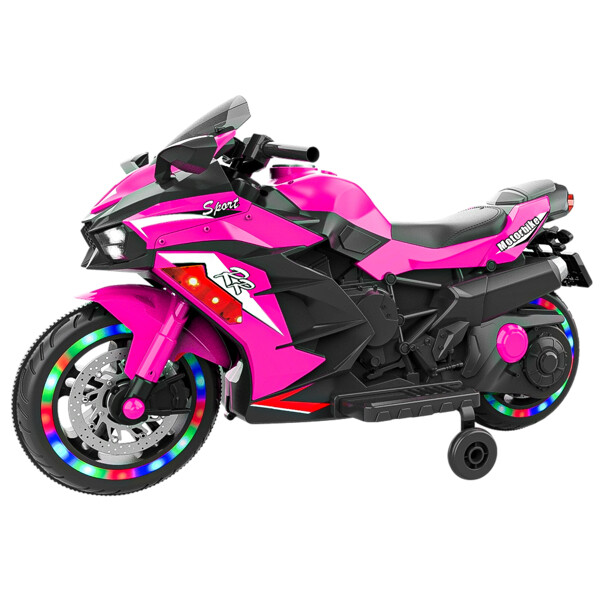 2024 Kids Ride On Dirt Bike 12V Electric Motorcycle Training Wheel Lighting Pink
