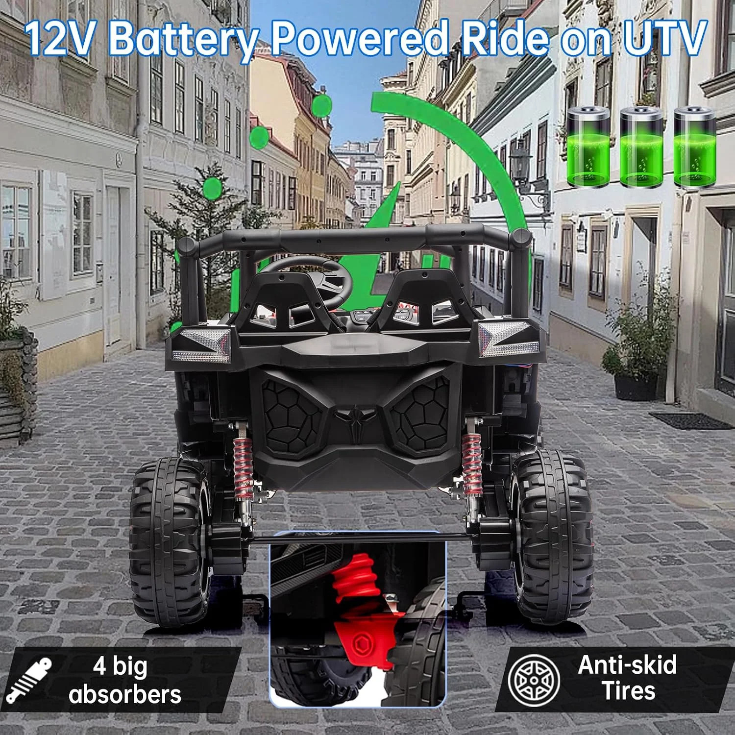 2 Seater Ride On UTV, 12V Battery Powered Kids Electric Car with Remote Control,