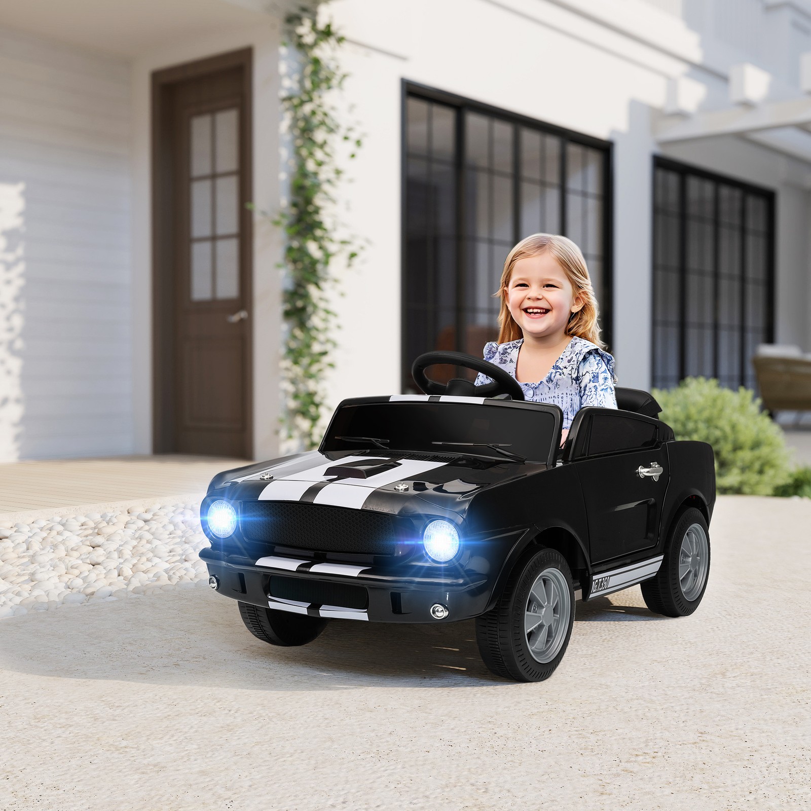 12V Battery Powered Electric Vehicle, Licensed Kids Ride On Car, Black