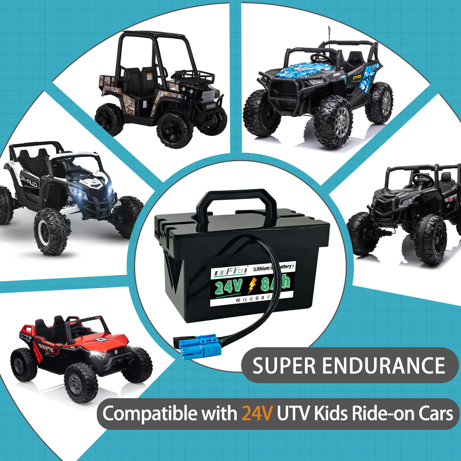 24V 8Ah Lithium Battery 24Volt Kids Ride-On Cars & Toy Cars Replacement Battery