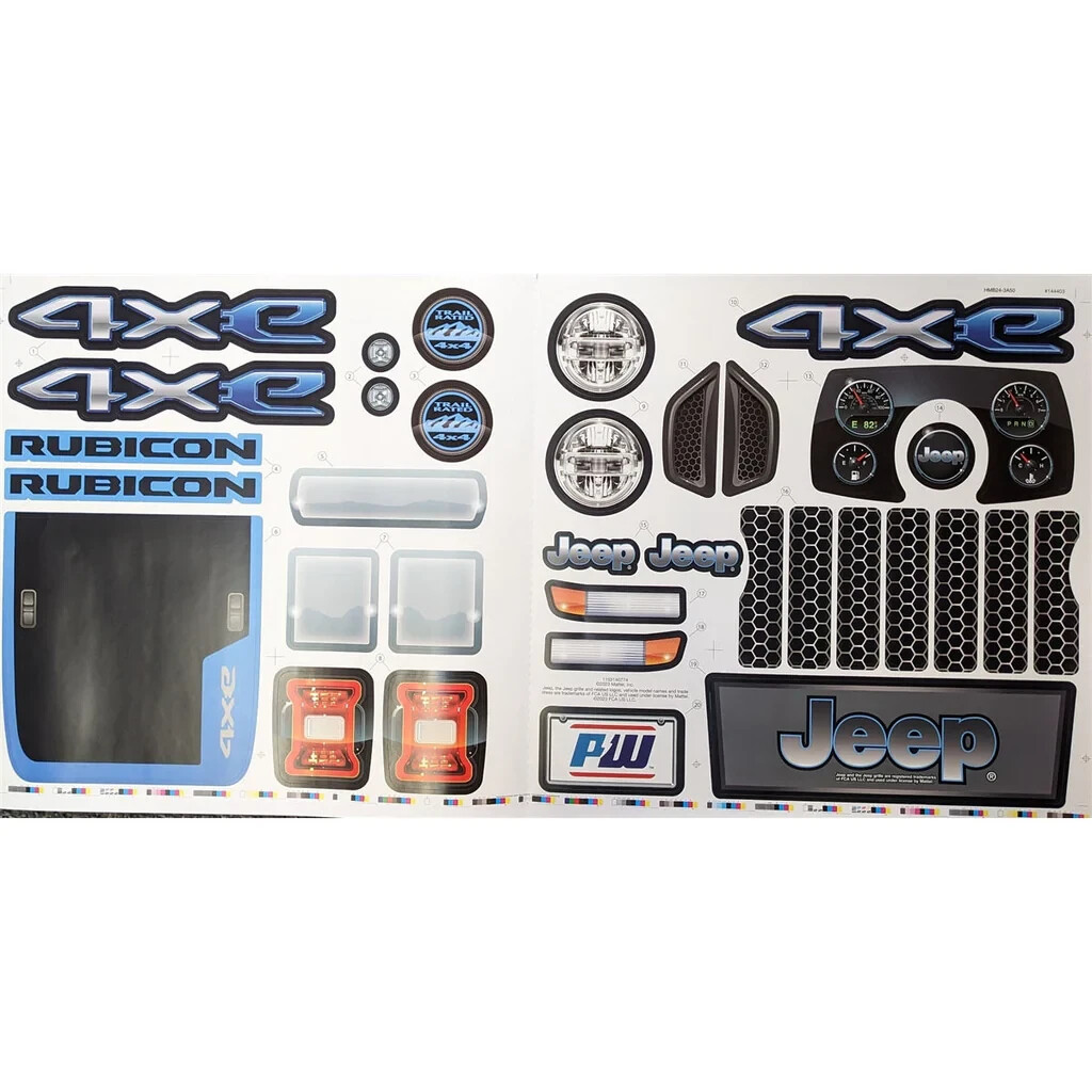 Power Wheels 3900-8481 Label Sticker Decals Jeep Wrangler Rubicon JL Blue