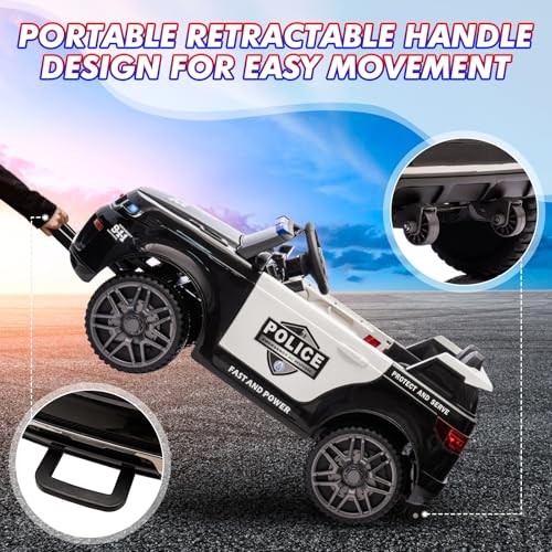 Black 12V Kids Ride-On Police Car with Remote Control – Electric Car for Kids