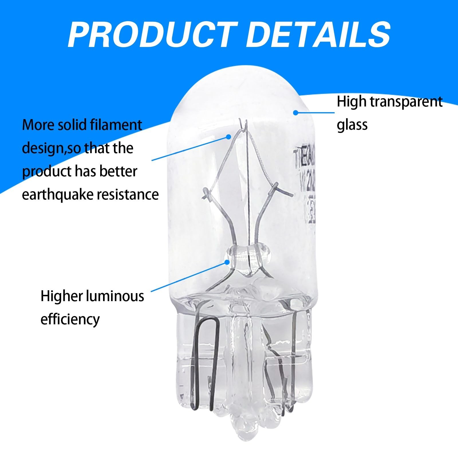 10 PCS Flat Foot T10 Car Small Light,168 192 12V 5W Low Power High Transmitta…
