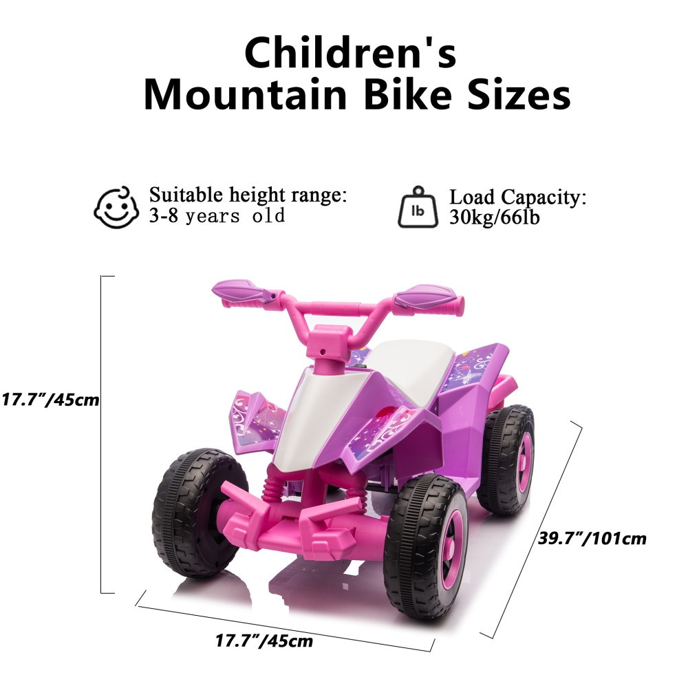 Electric Ride on ATV 4 Wheeler Battery Powered Quad Car Toy for Kids Toddler 3-6