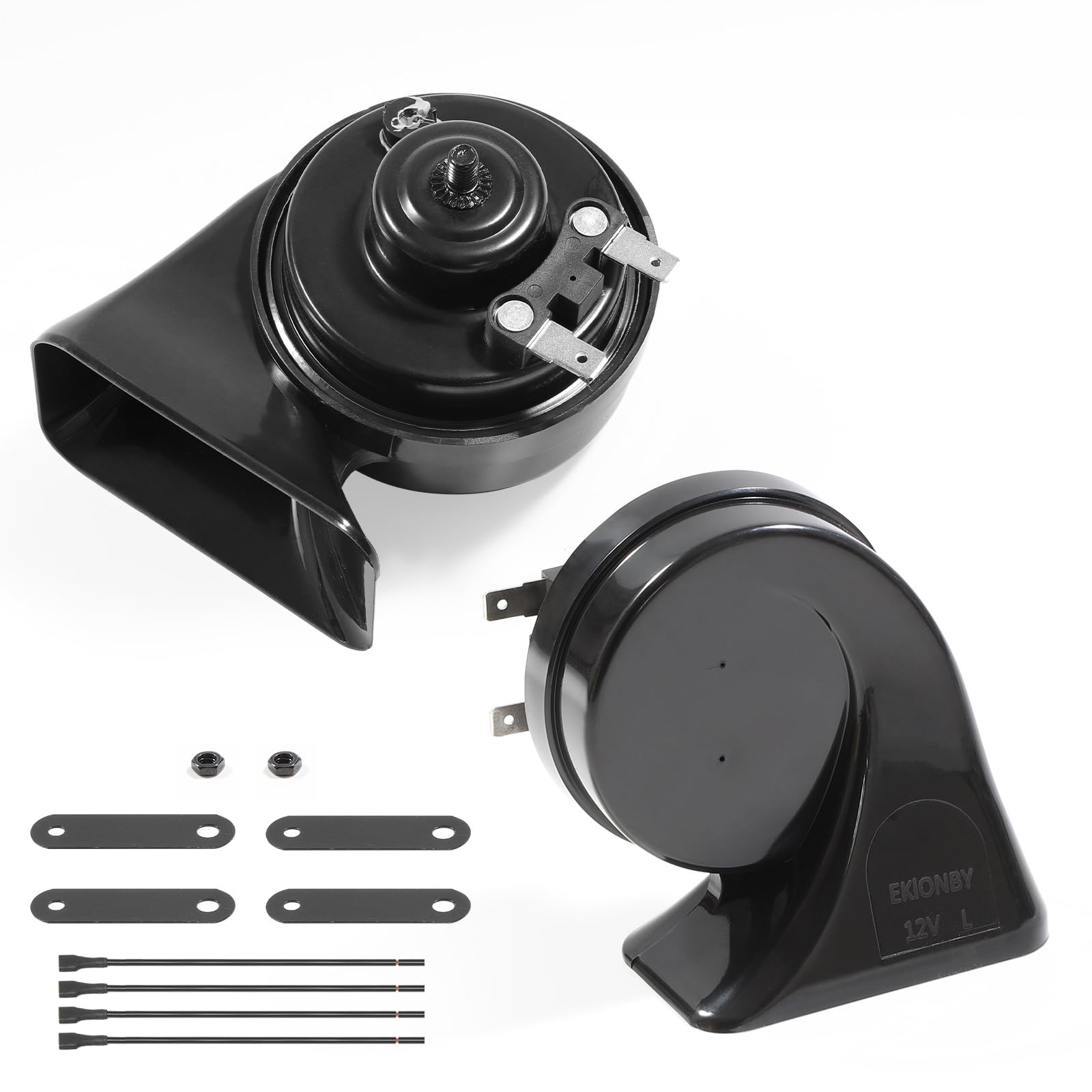 12V Car Horn Kit, 2-Piece, High, Low Tone, Waterproof, Super Loud, Dual Sound