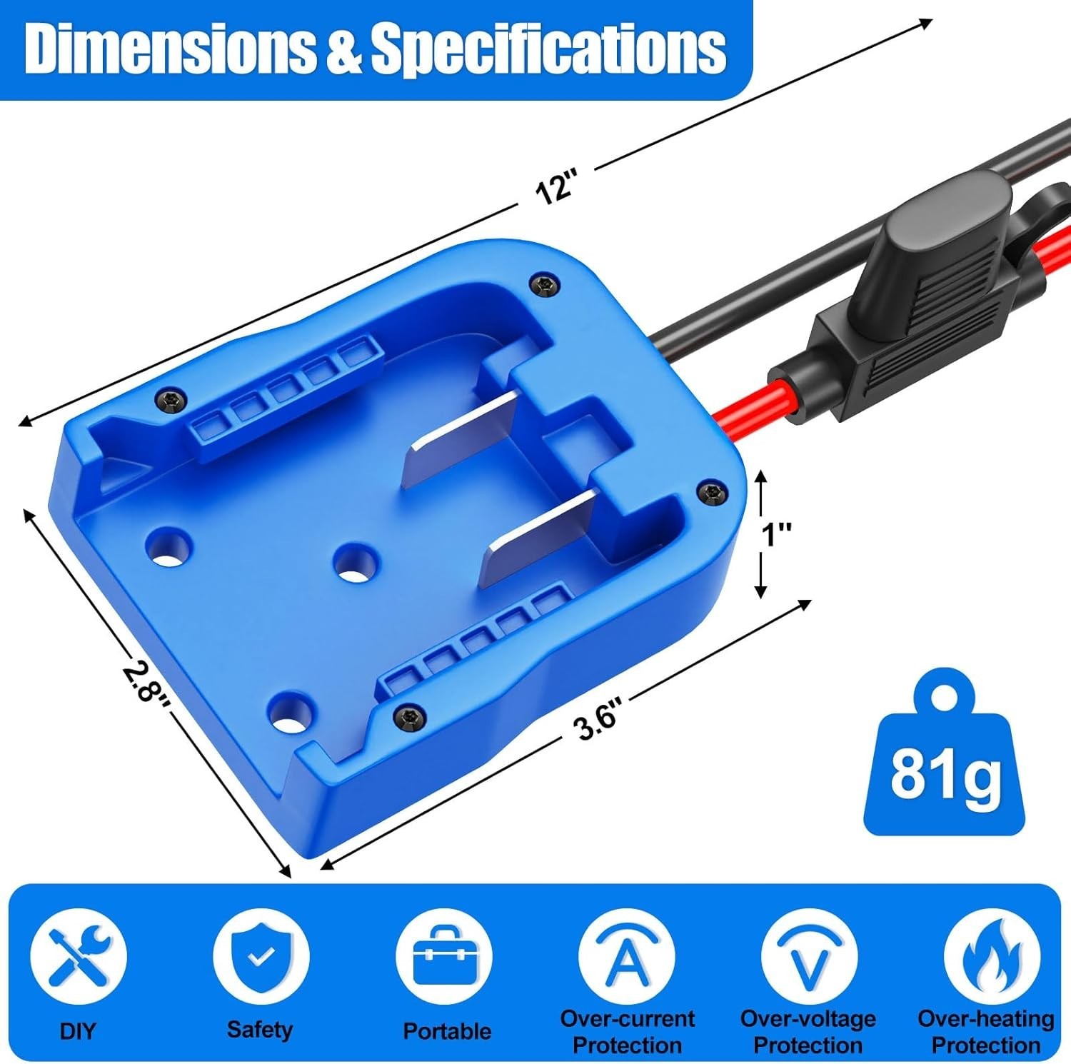 24V Max Battery Adapter for Power Wheels & Robotics – 14AWG