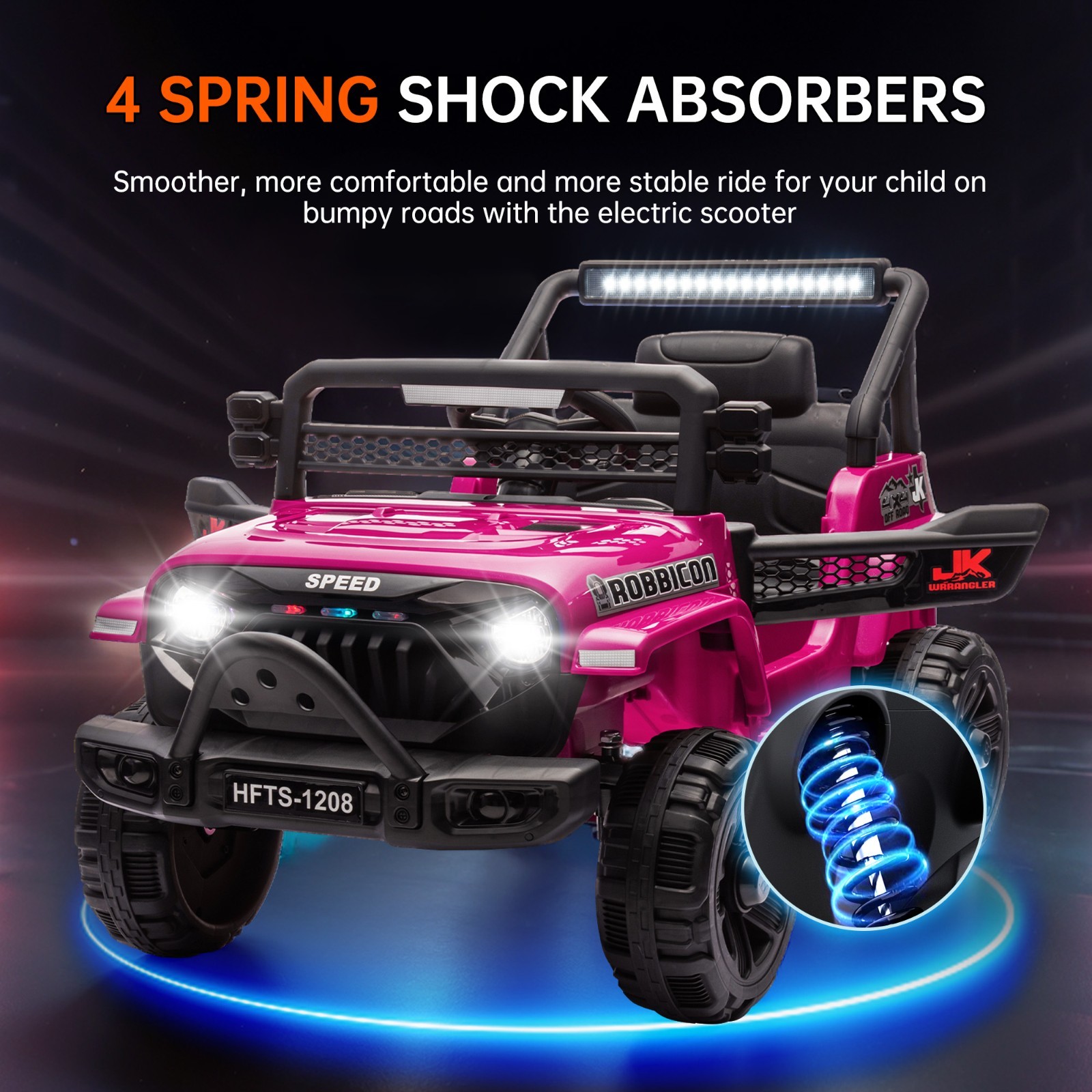 12V Ride On Electric Truck Car Toys for Kids w/ Remote,LED, Battery Power Wheels