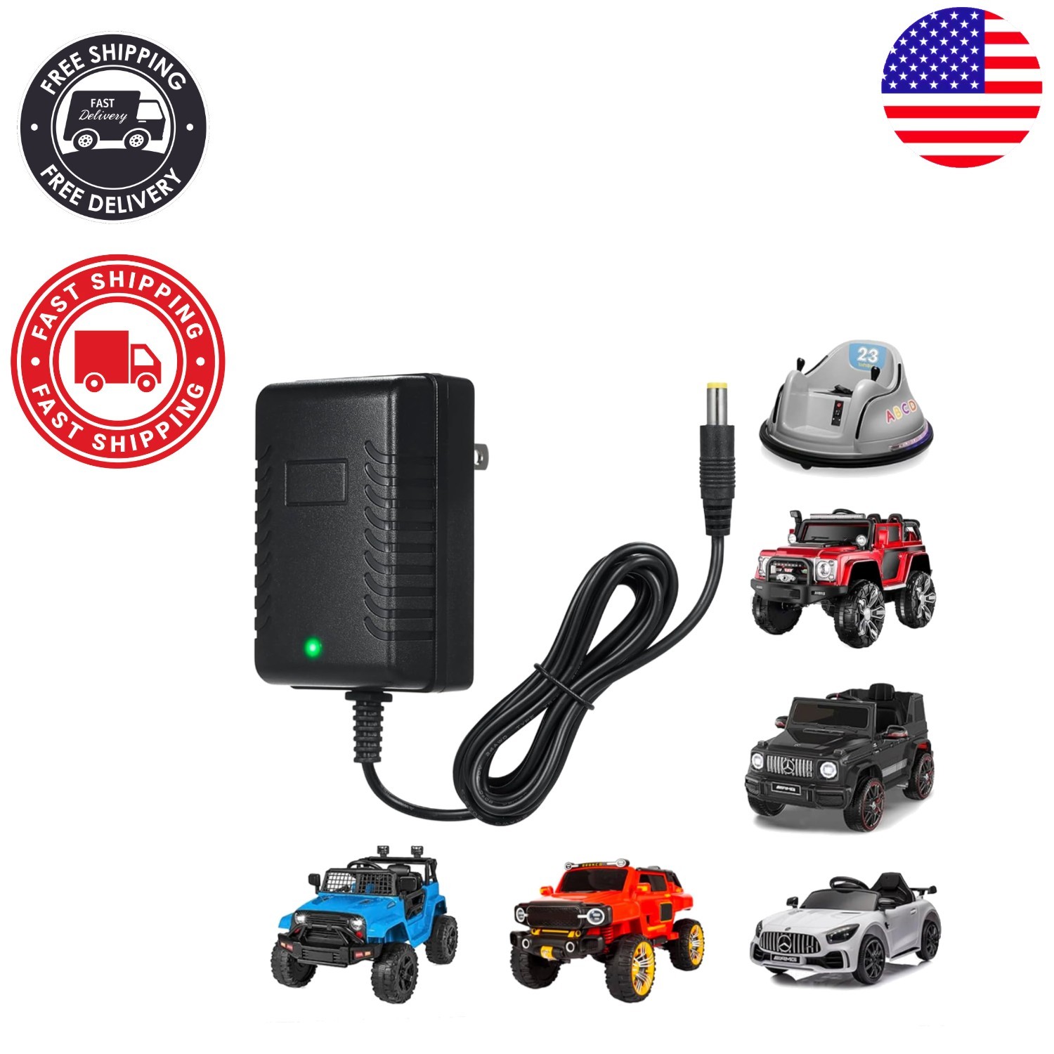 12V Universal Kids Ride-On Car Charger with Fast Charging & Safety Features
