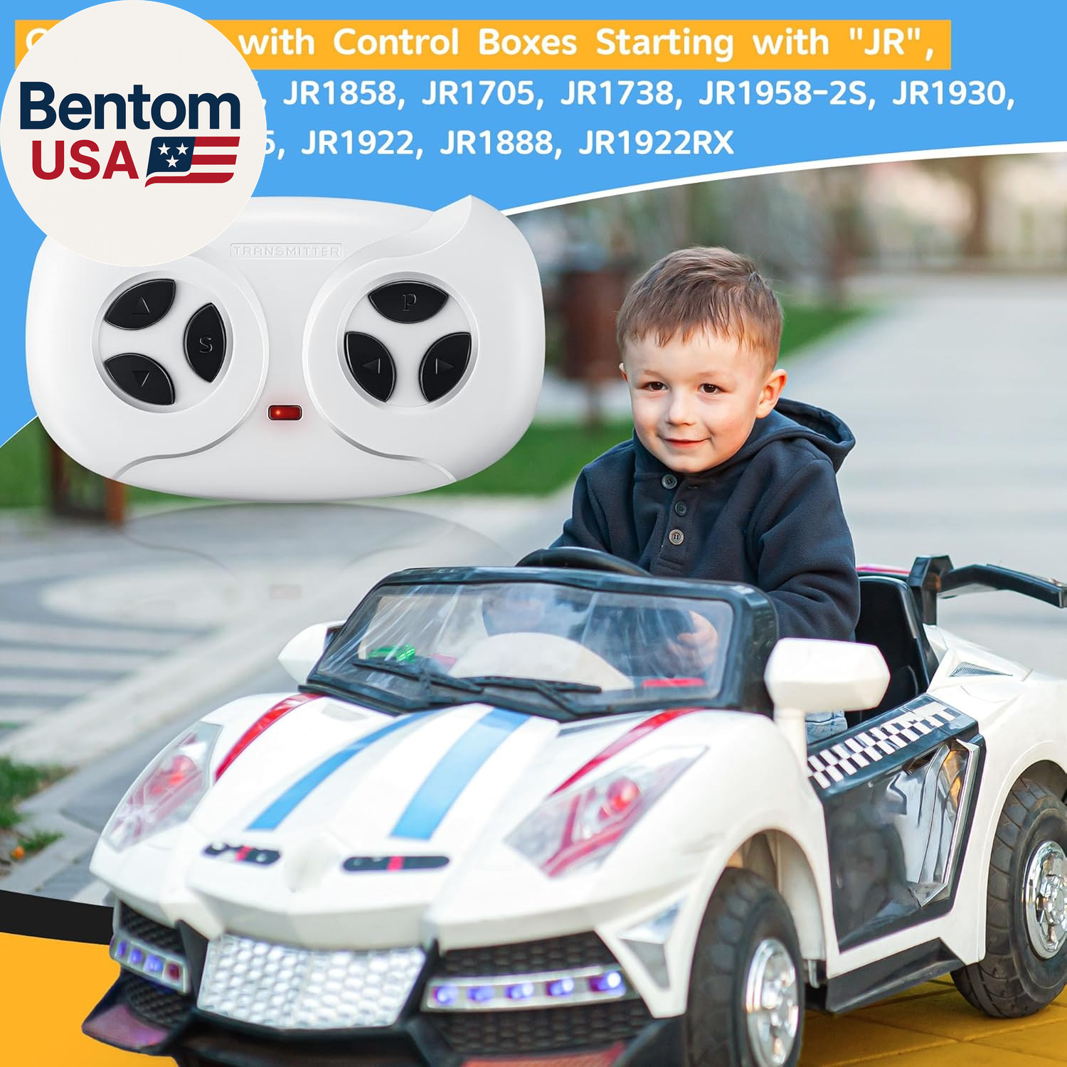 2.4G Remote Control for Kids Electric Car, White Remote Control for 12V Electric