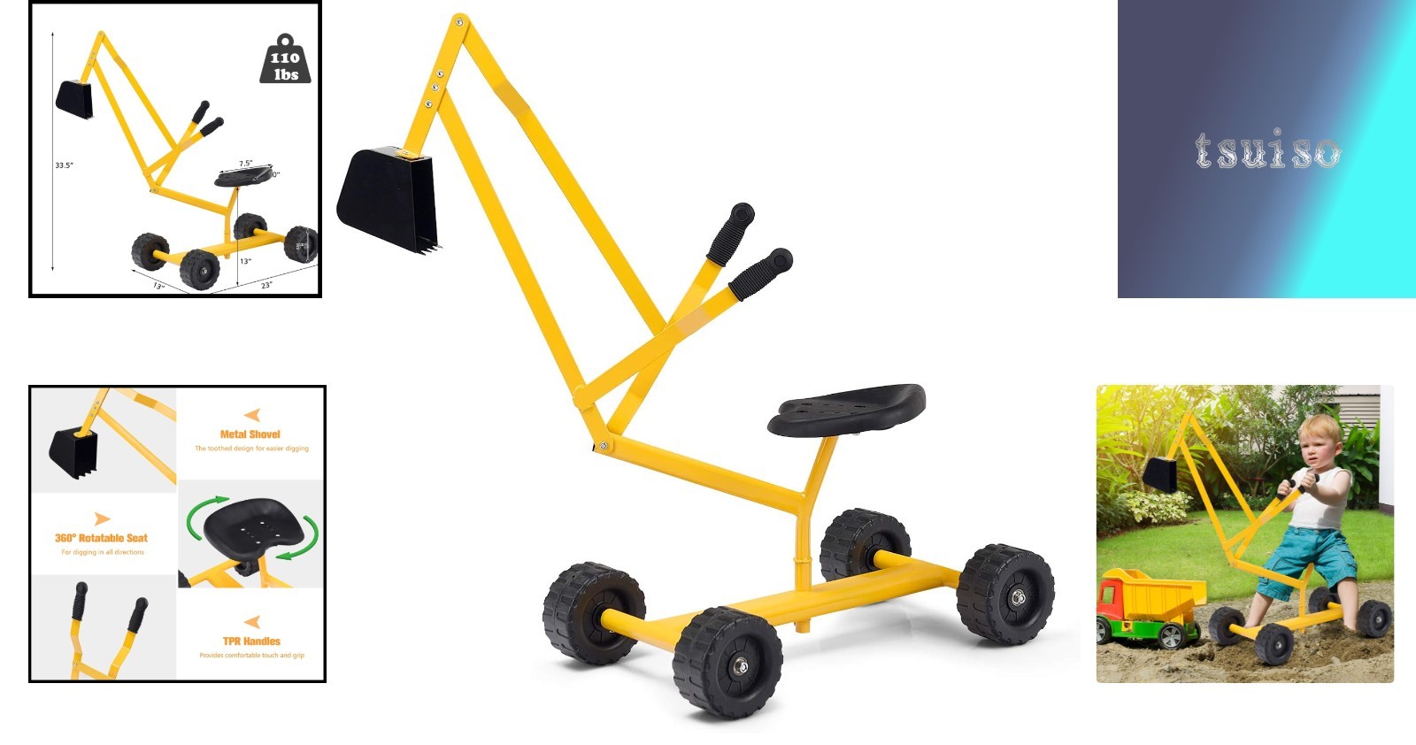 Manual Sand Digger for Kids – 360° Rotating Seat & Weather-Resistant Design