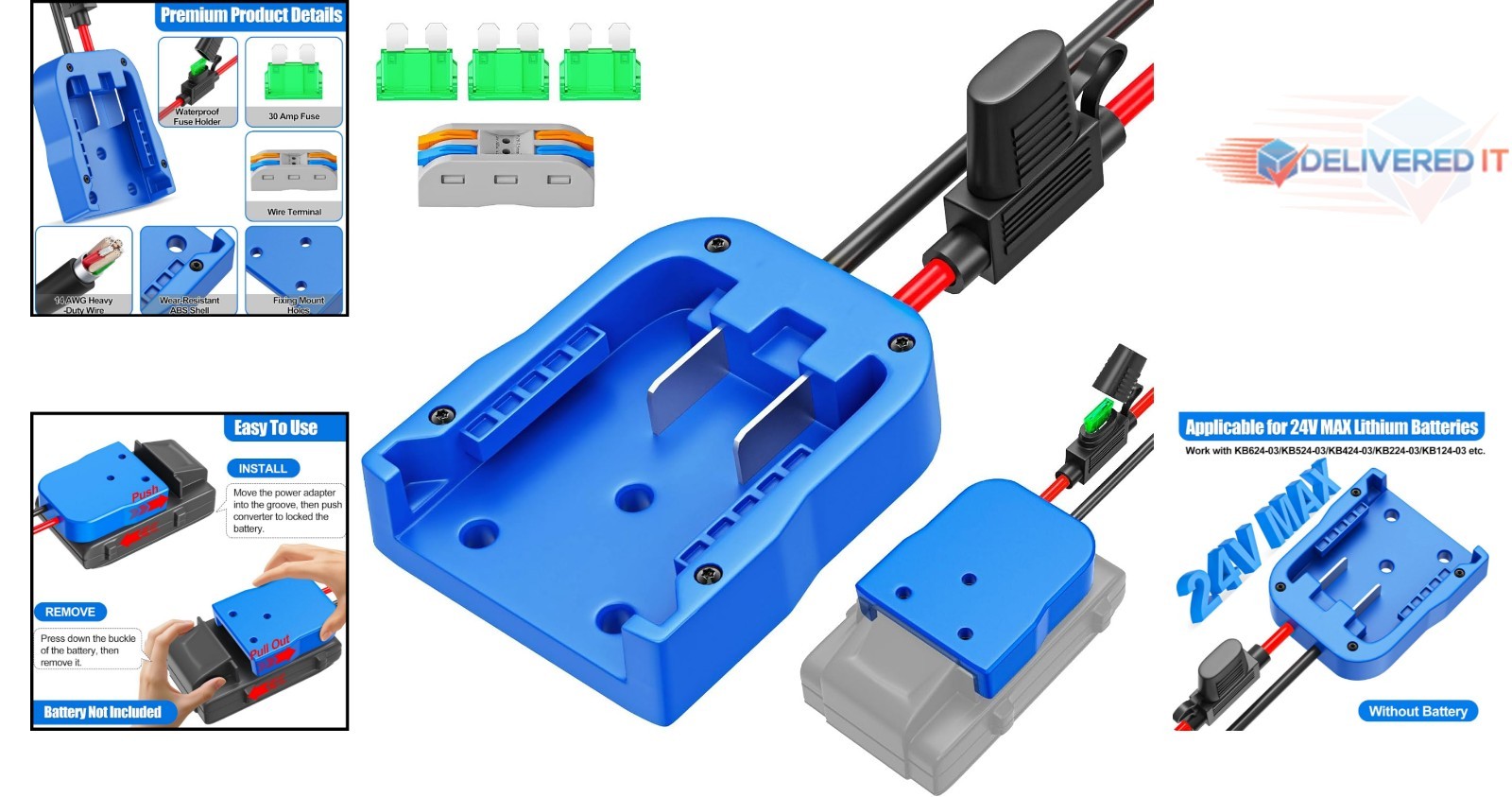Power Wheels Battery Adapter 24V Max Compatible for Kobalt 14 Gauge Wire