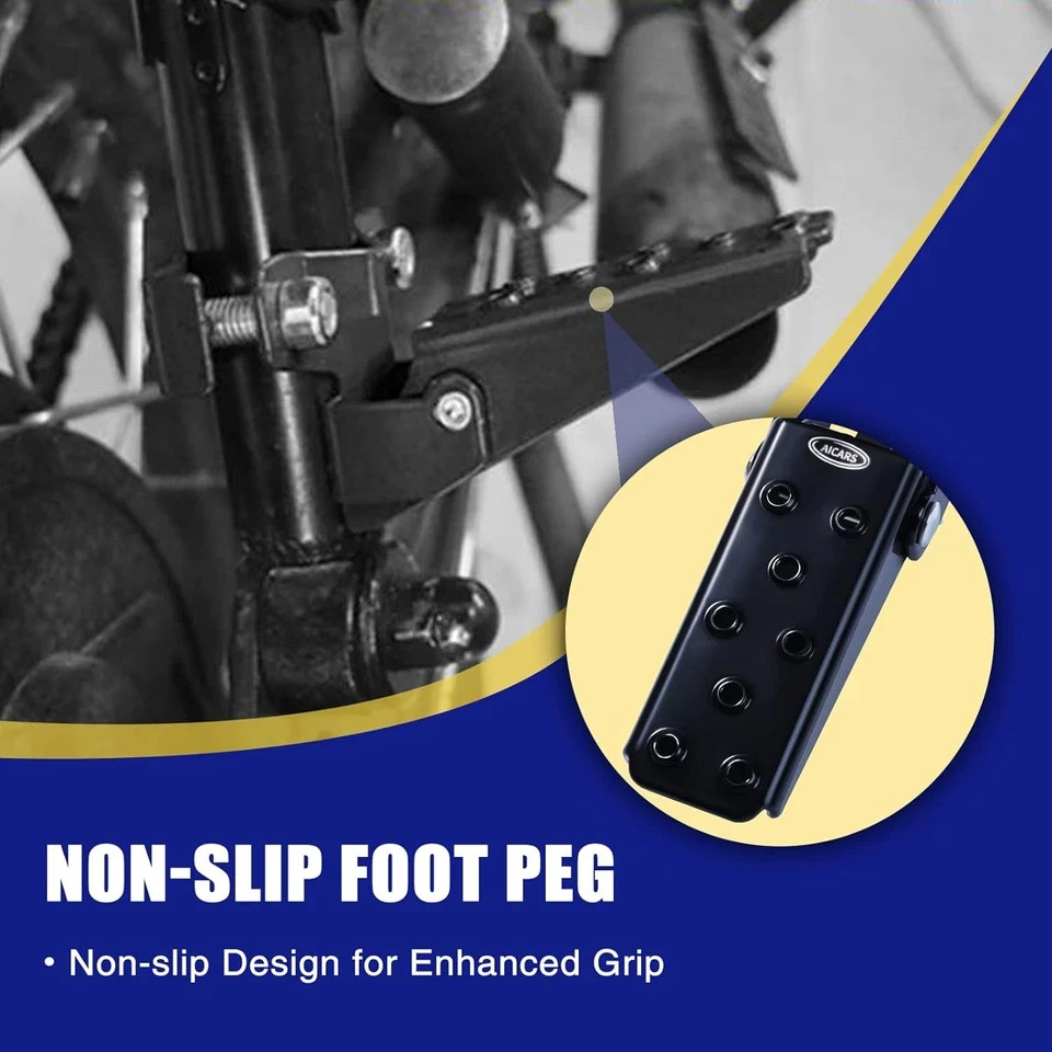 Universal Motorcycle Foot Pegs: Bike Footpegs Folding Pedal Fit for Mini Bike AT
