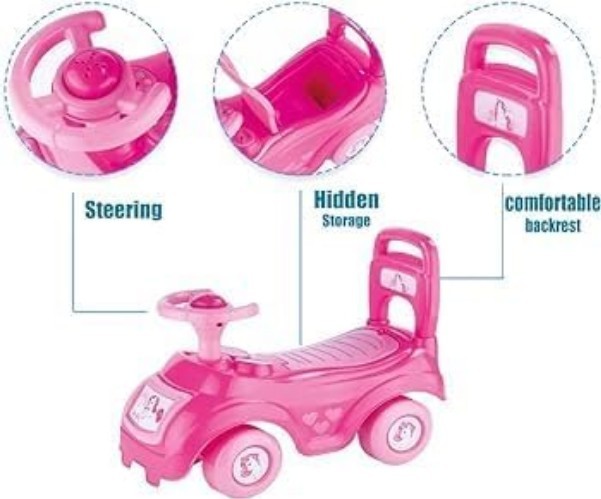 Delightful Pink Unicorn Ride-On Vehicle: Foot-to-Floor Fun for Kids