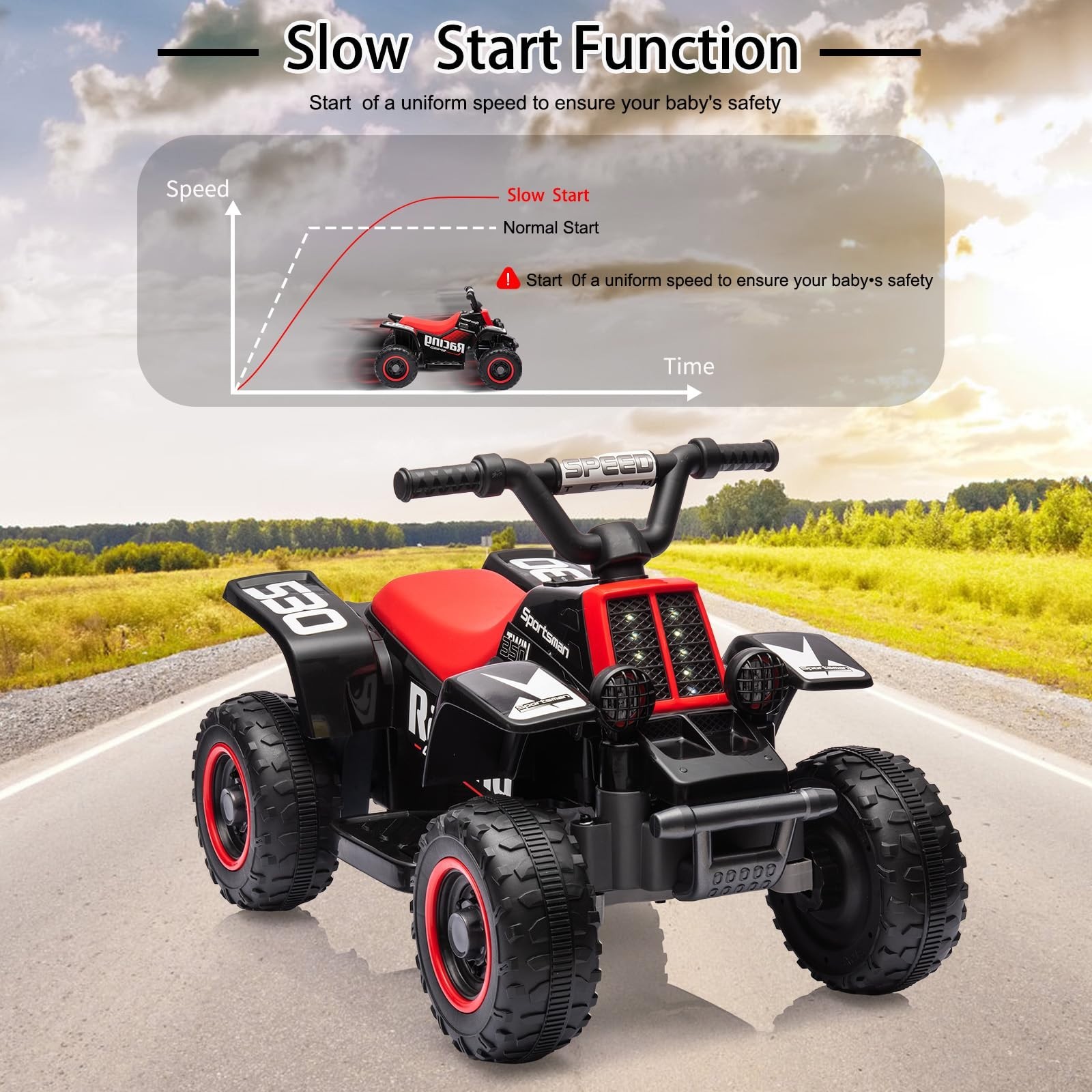 Christmas 6V Kids Ride On Electric ATV Ride On Car w/ LED Headlights Ride-On Toy