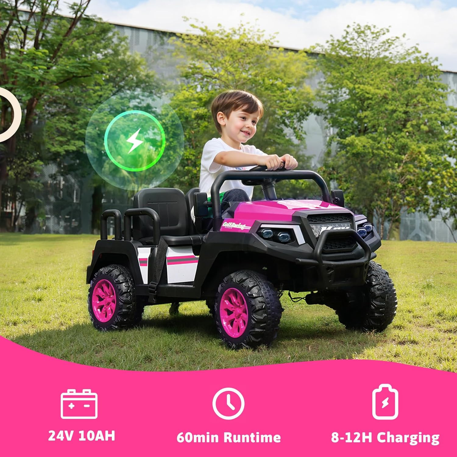 Electric Car for Kids, 24V 4 Seater Ride on Toys W/Parent Remote, 4 Wheeler Susp