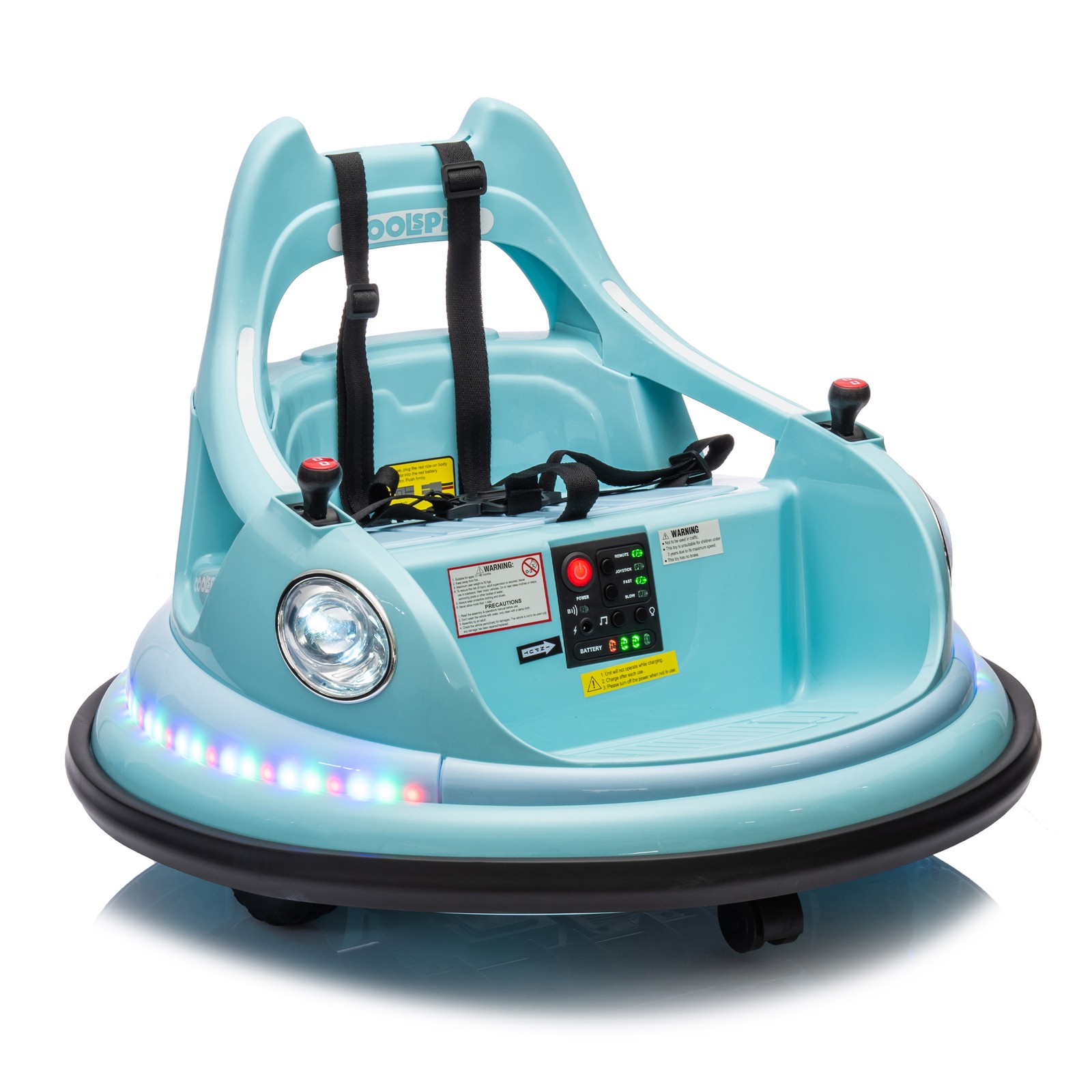 12V Ride on Bumper Car for Kids Electric Car for Kids 1.5-5 Years Old LED Blue
