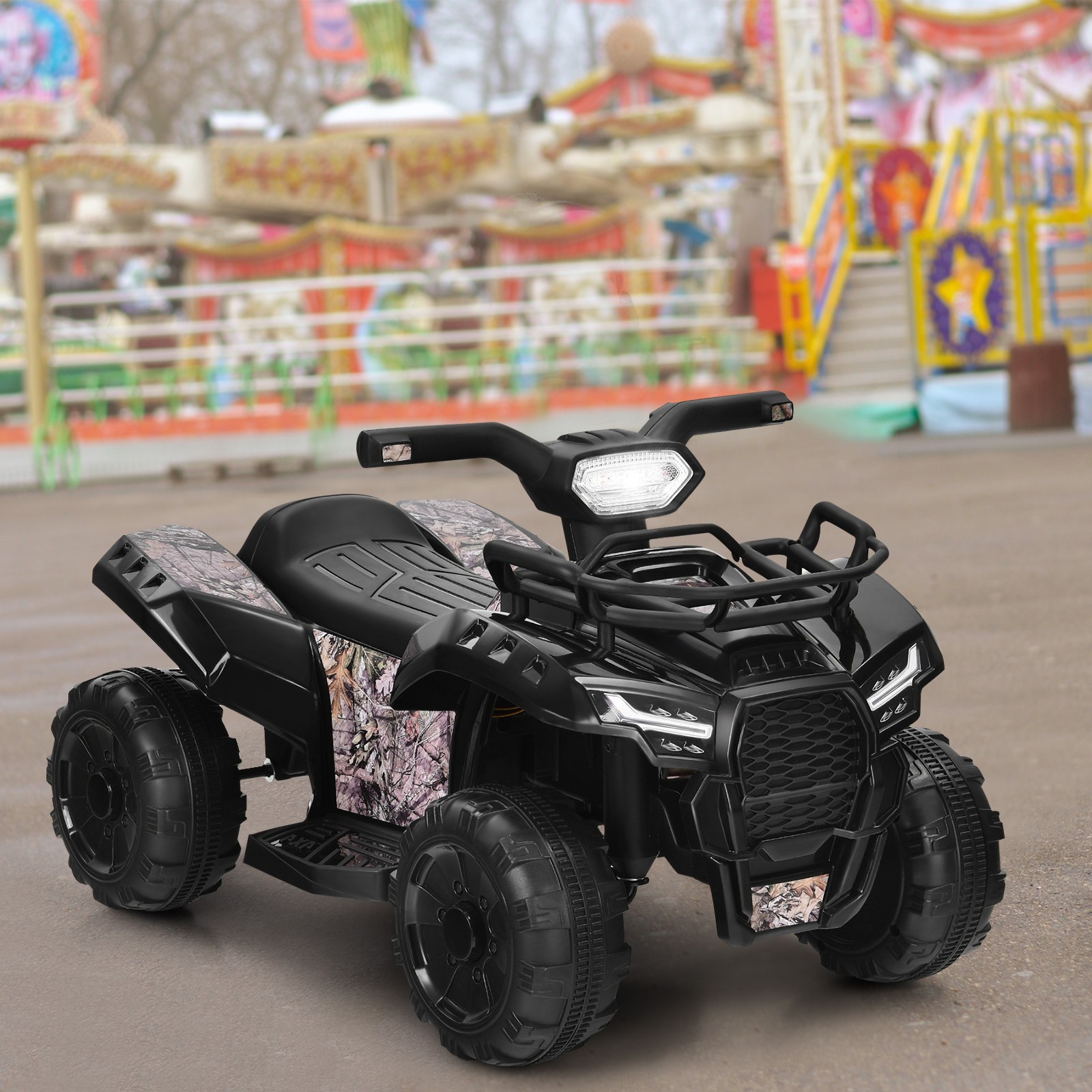 Honeyjoy Kids 6V ATV Quad Electric Ride On Car Toy Toddler w/LED Light&MP3 Black