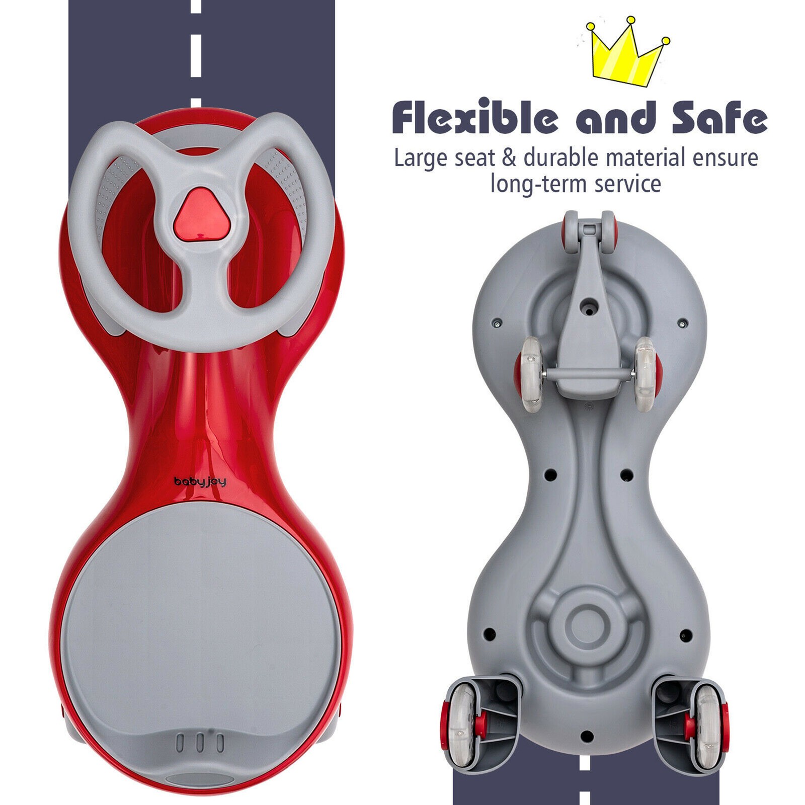 Wiggle Car Ride-on Toy w/ Flashing Wheels for Toddlers & Kids Red