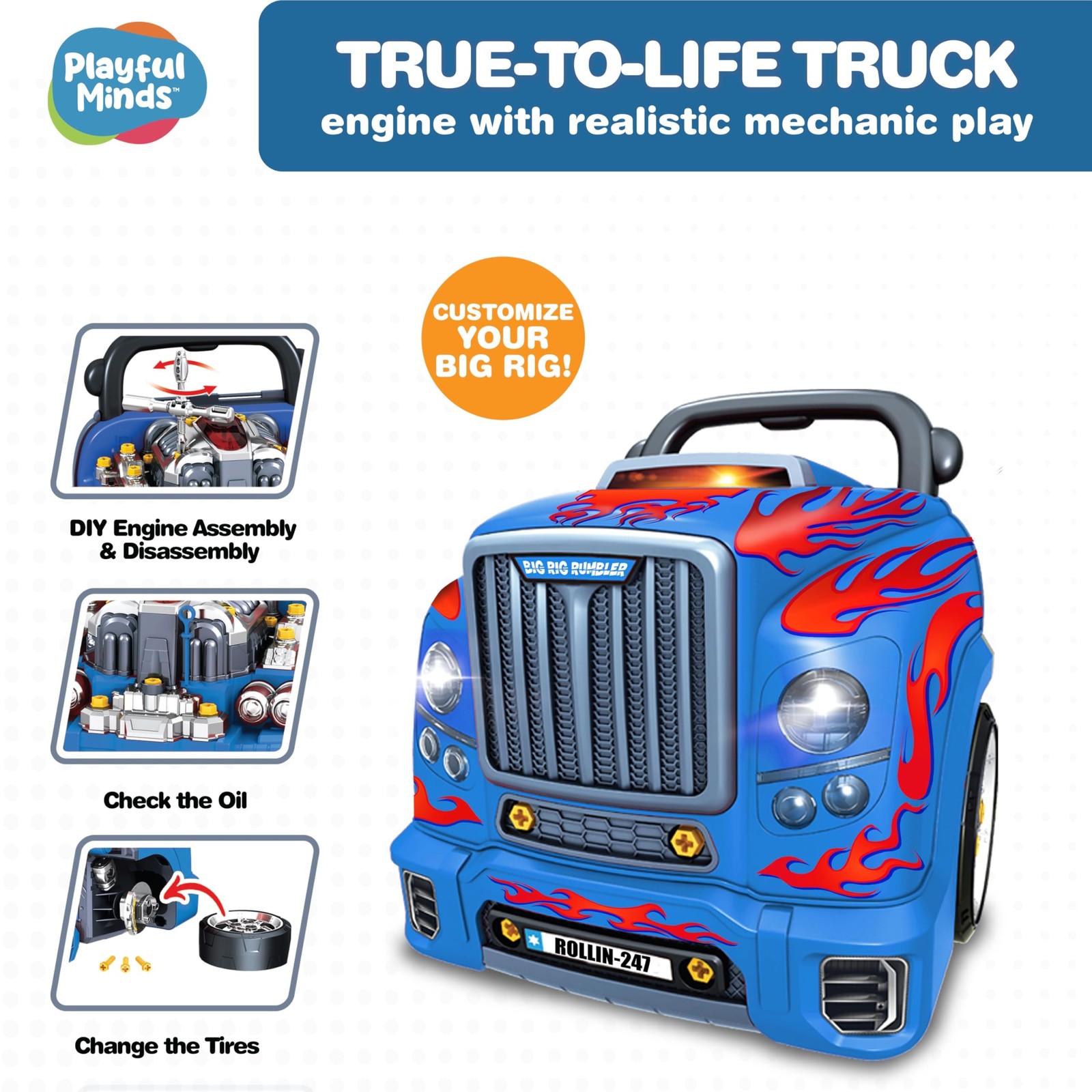 Interactive Large Truck Engine Toy for Kids – Complete Mechanic Repair Kit