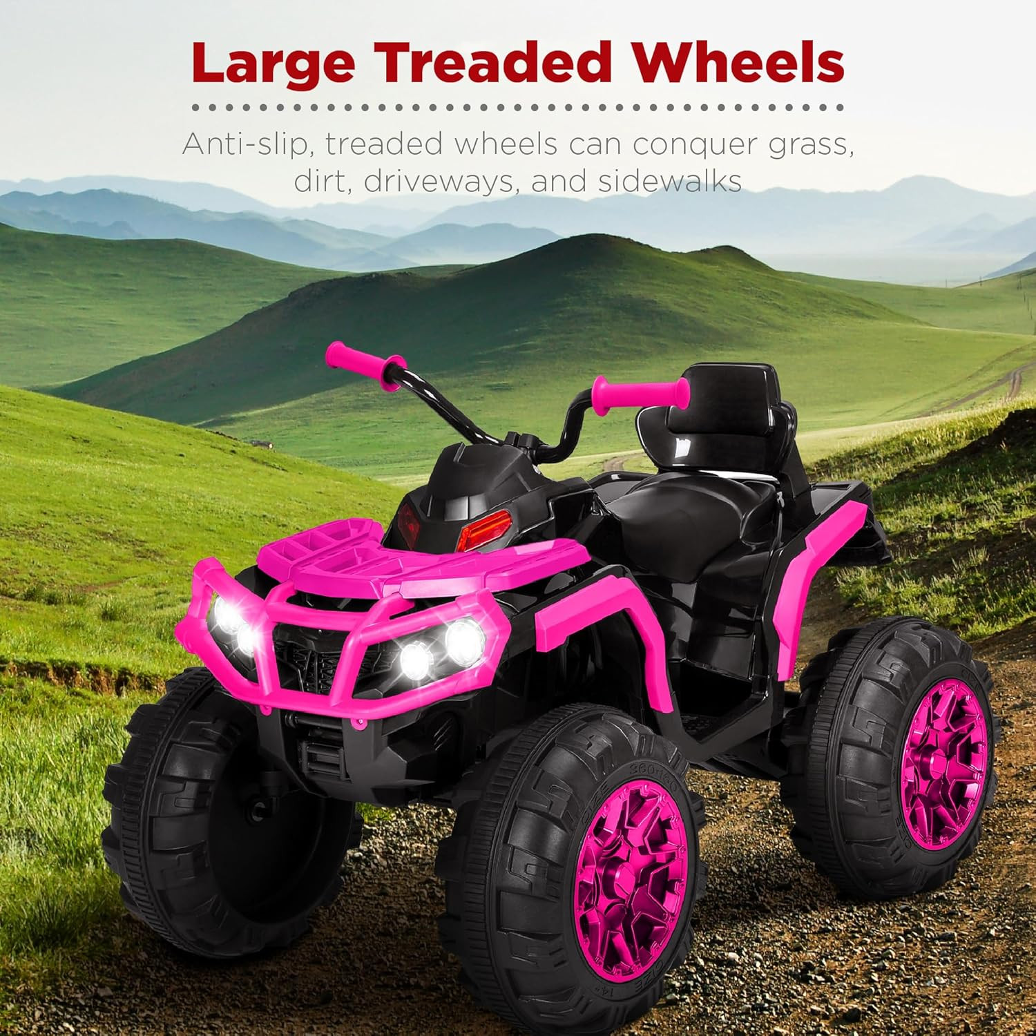12V Kids Ride-On Electric ATV, 4-Wheeler Quad Car Toy W/Bluetooth Audio, 3.7Mph