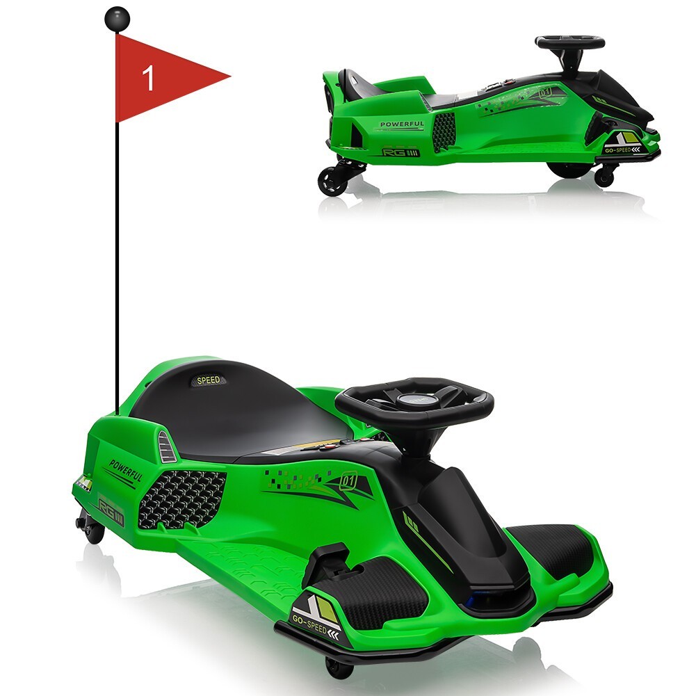 12V Kids Ride On Drift Car Electric Drifting Go-Kart LED Light High/Low Speed