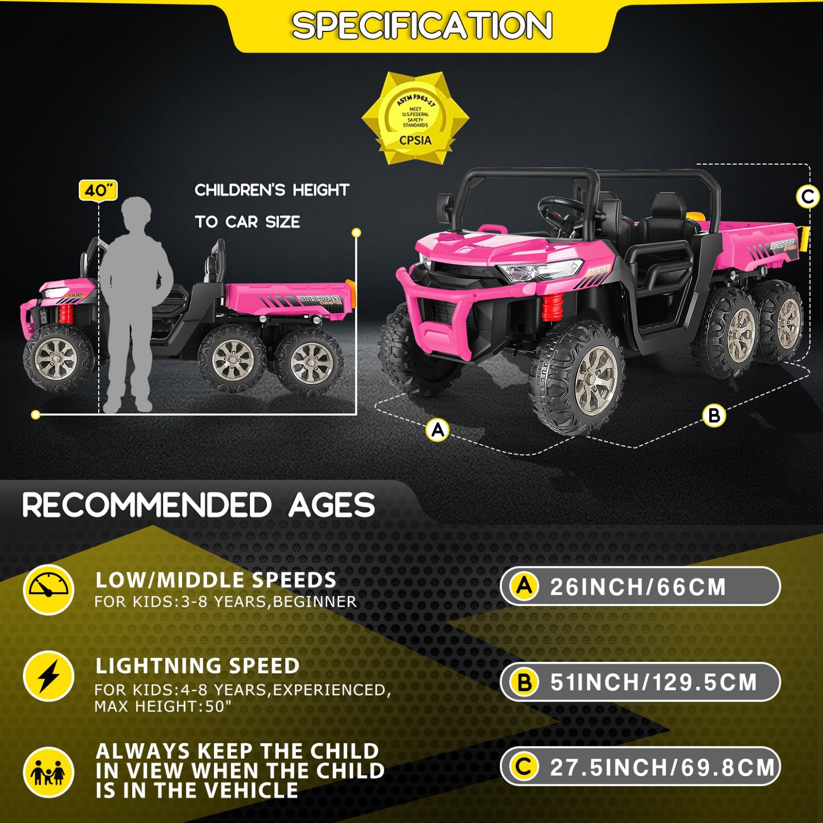 Electric 24V Battery Powered 4WD Kid Ride On Car Toys 2-Seat Dump Truck 6-Wheels