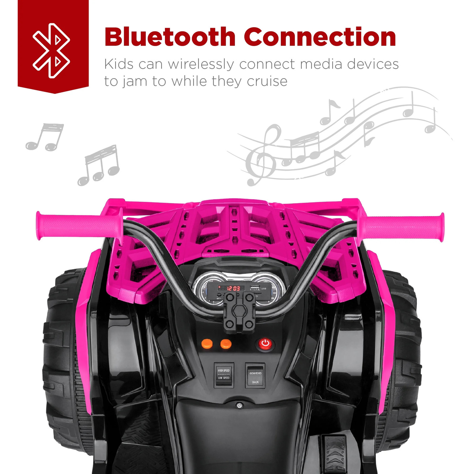 Best Choice Products 12V Ride-On ATV Quad w/ Bluetooth, 3.7mph Max, Treaded Tir