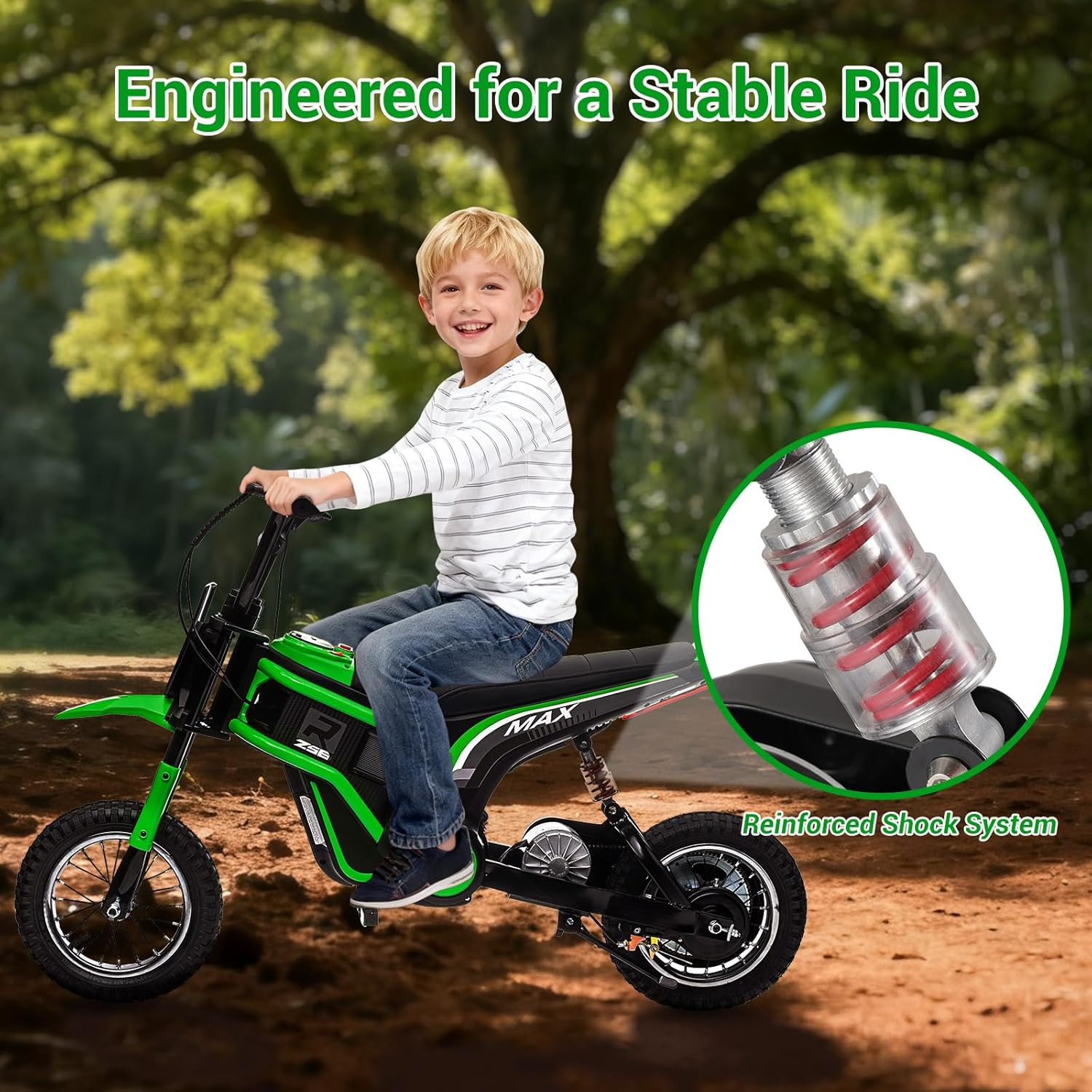 24V Electric Dirt Bike Off-Road Motorcycle For Kids 350W Motor Pneumatic Tire​