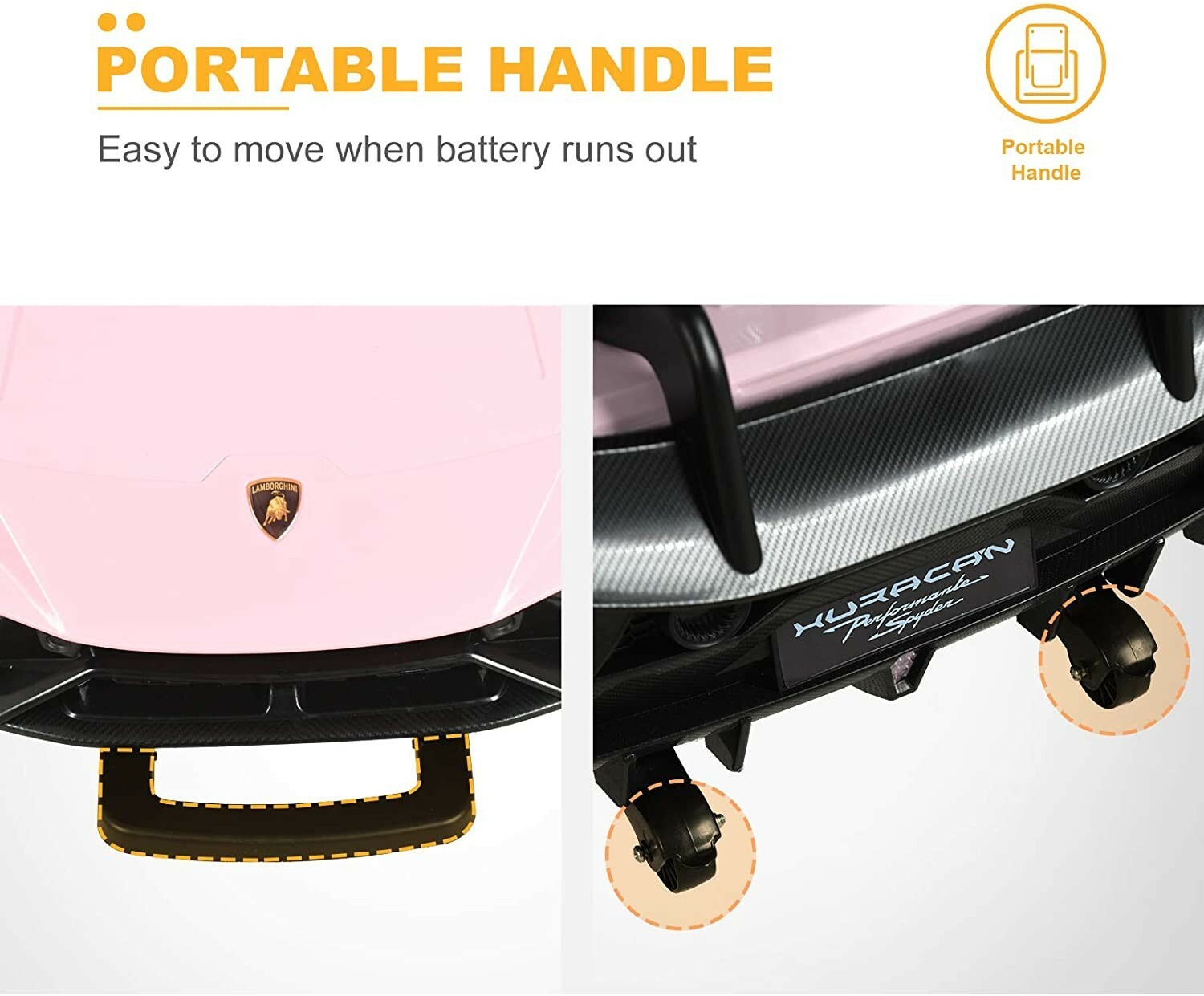 Uenjoy 12V Kids Electric Ride On Car Lamborghini Huracán: Shipping Available