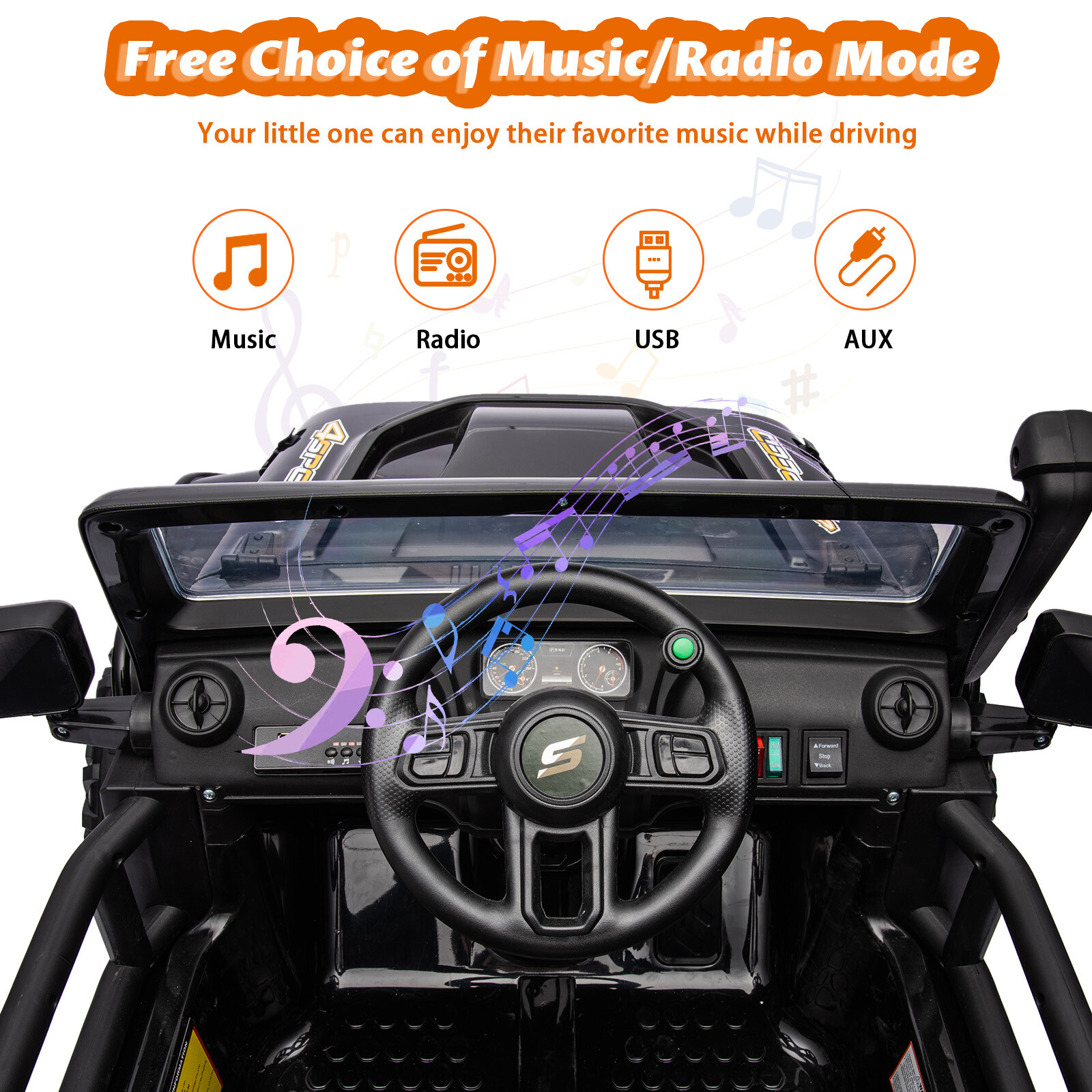 Electric Ride On Car, 2 Seater Battery Powered Truck With 4x35W Powerful Wheels