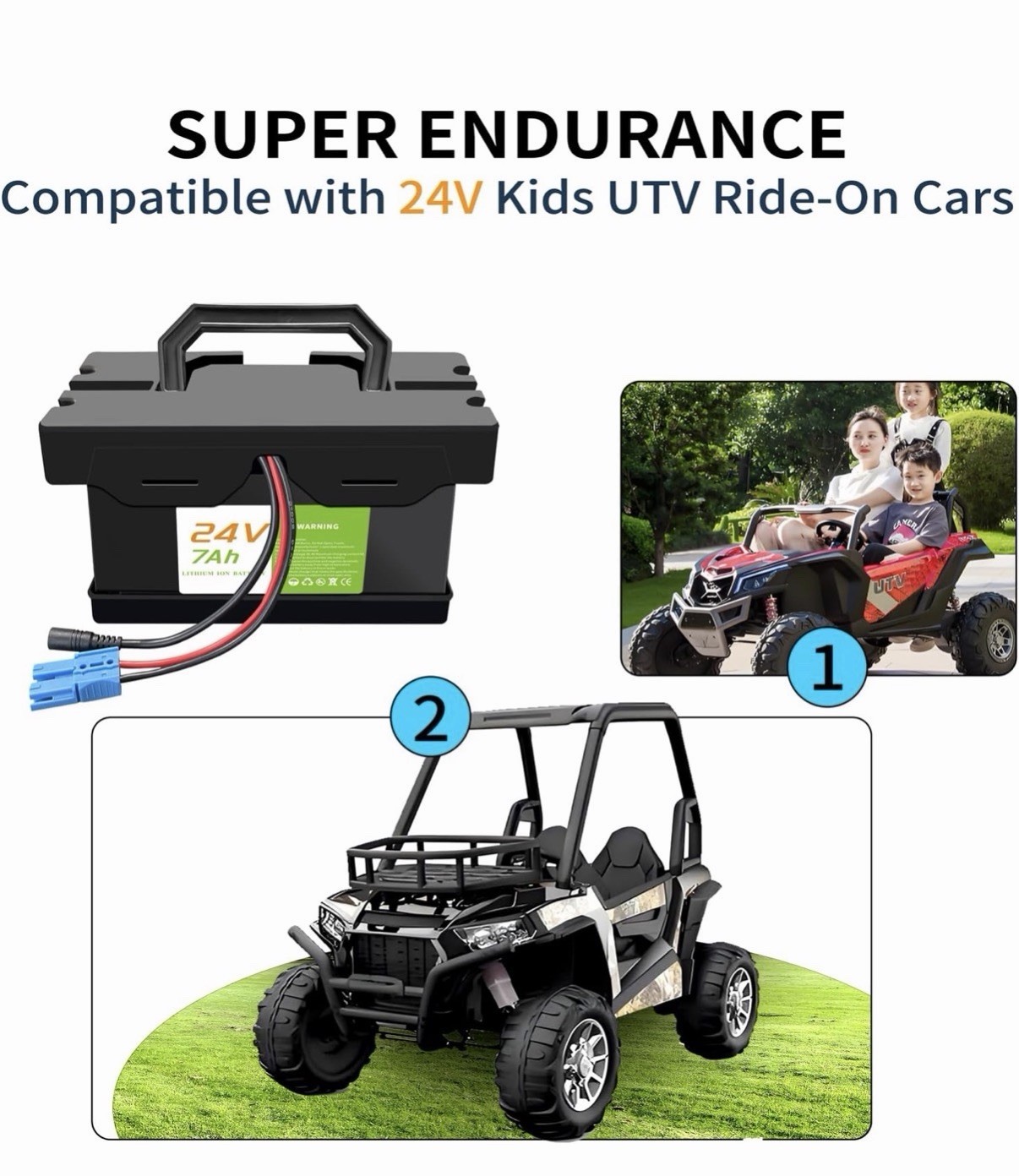 Upgraded 24V 7Ah Battery for 24V UTV Dynacraft Realtre Kids Ride-On Cars