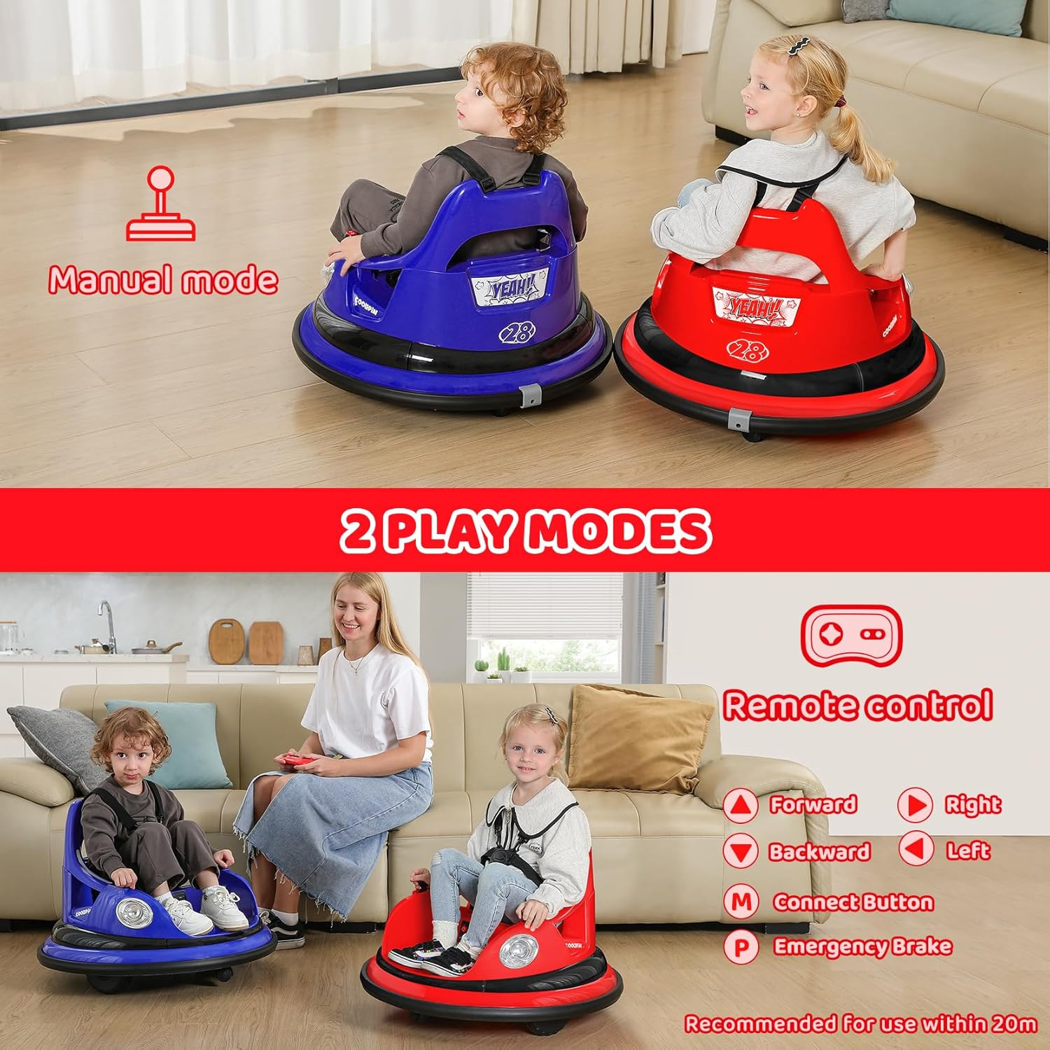 Kids Bumper Car, 1.9Mph Max, 12V Electric Car for Toddlers, 360°Spin Bumping Car