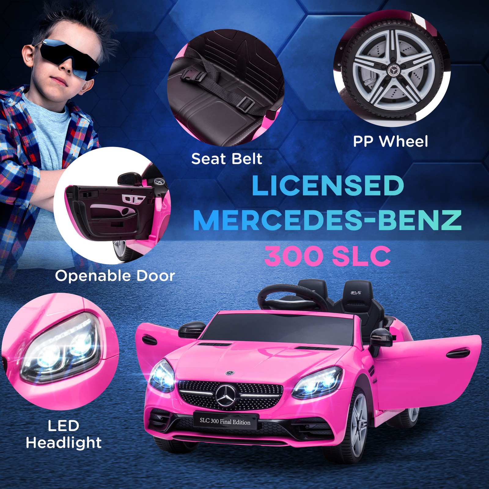12V Ride On Toy Car for Kids with Remote Control, Pink
