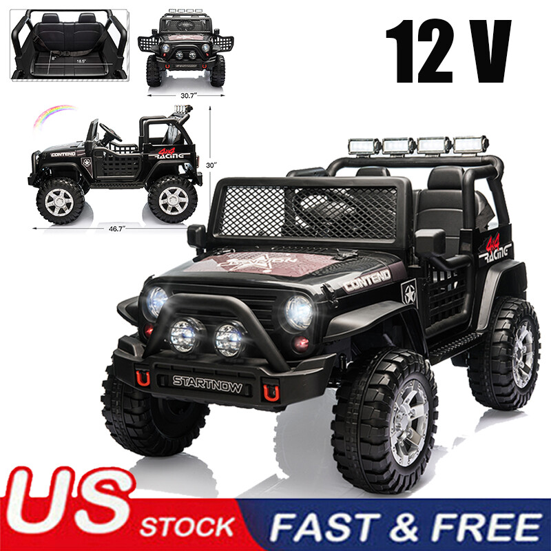 Electric 12V Battery Kids Ride On Car Jeep 2-Seater W/ Bluetooth Remote Control