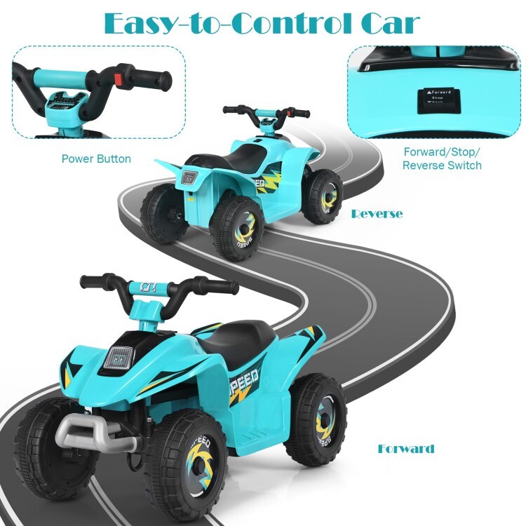 6V Kids Electric Quad ATV 4 Wheels Ride On Toy Toddlers Forward & Reverse Blue