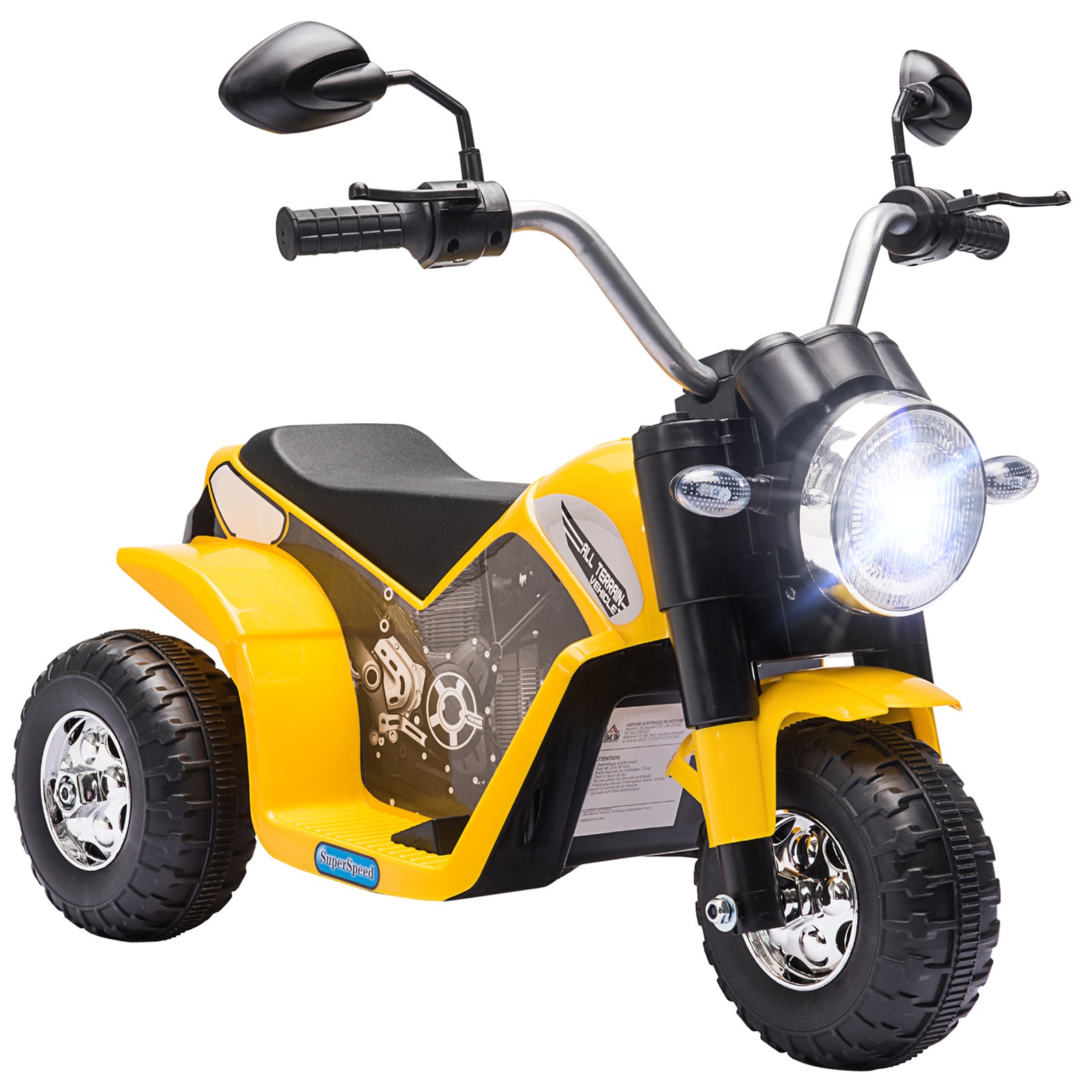 Kids 6V Electric Motorcycle Ride-On Toy Battery 18 – 36 Months Yellow