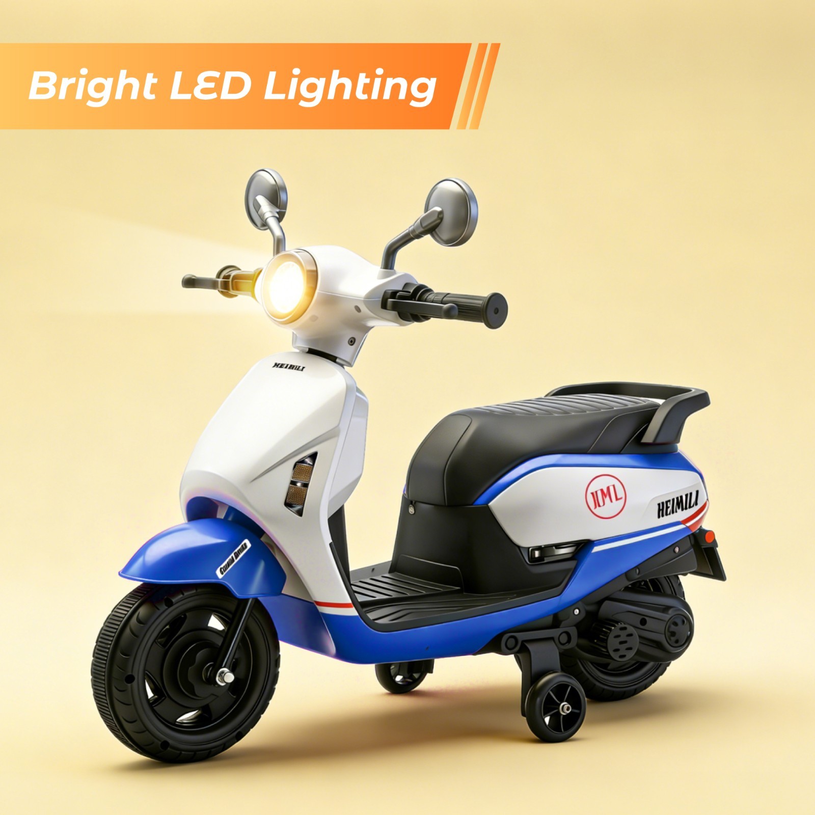 Blue 6V Kids Electric Motorcycle ride on Motorbike Age for 1-4 w/Training Wheels
