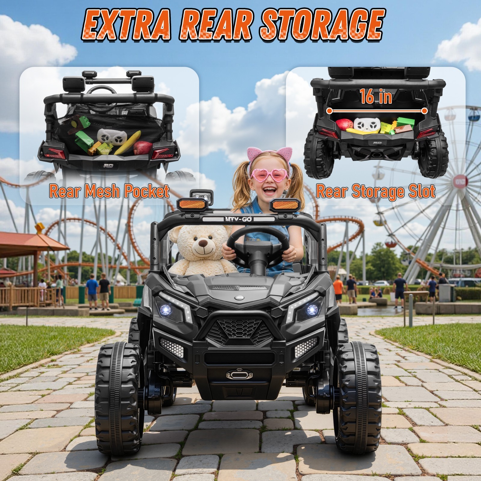 24V Kids Ride On UTV, 800W 4WD 2 Seater, Parent Remote, 4-Wheel Suspension, LED