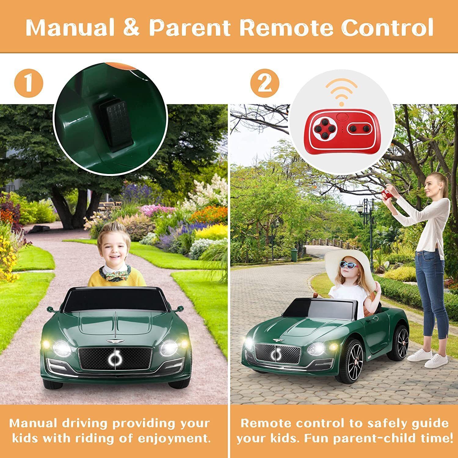 Bentley-Style Licensed Electric Kids Ride-On Car with Remote Control Toy Gift
