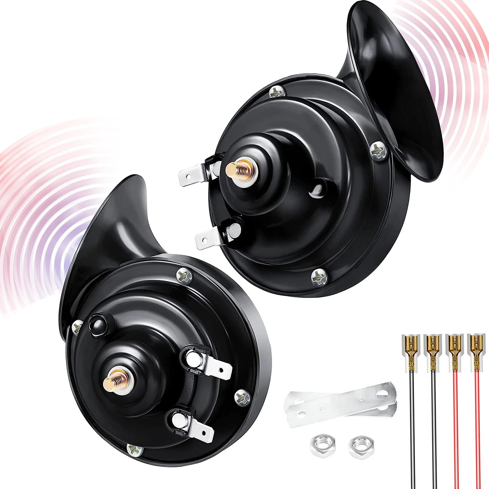 2 PCS 12V 300DB Super Loud Dual Horns, Waterproof, Universal Kit, Car, Truck