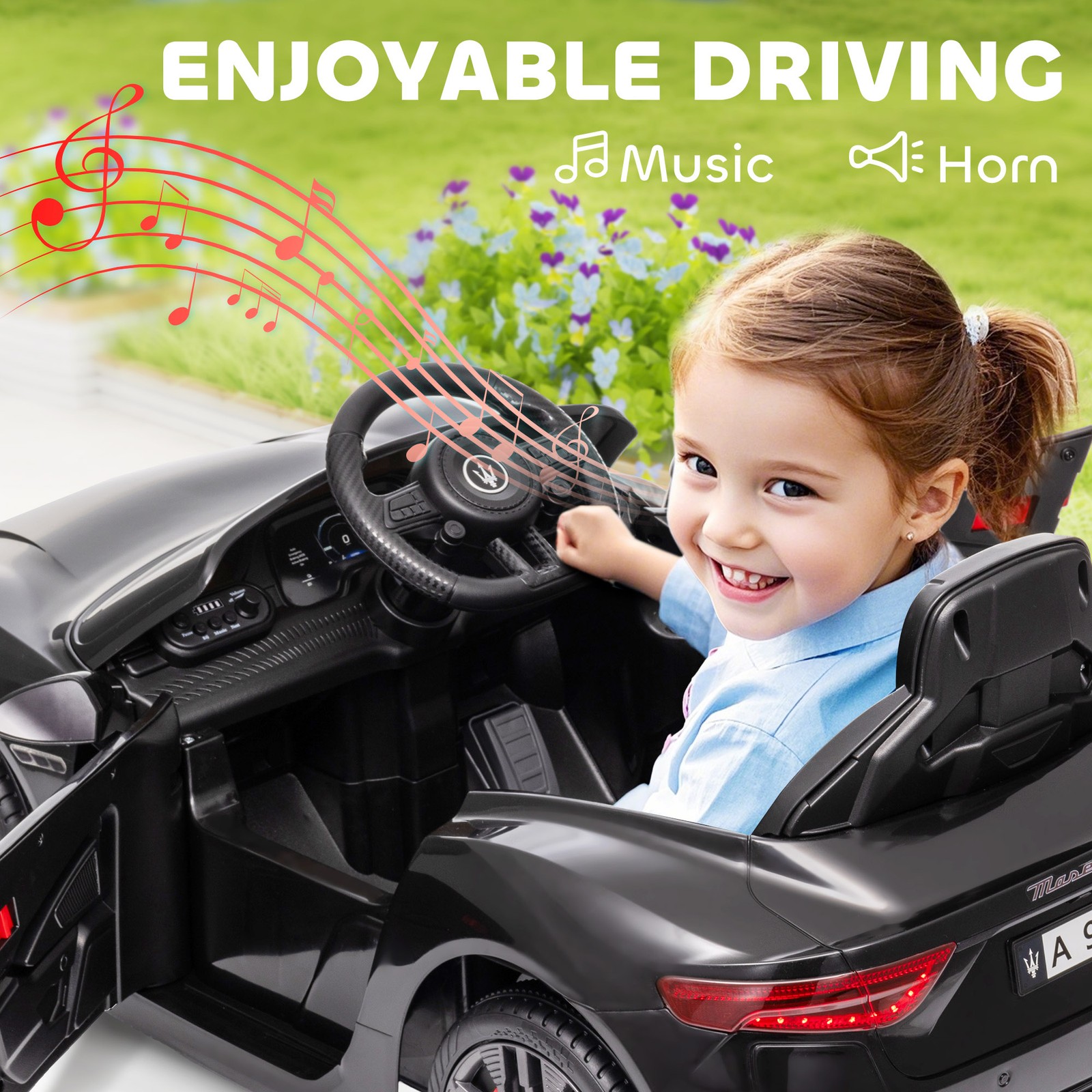 Maserati Gran Turismo Licensed 12V Kids Electric Car, Black