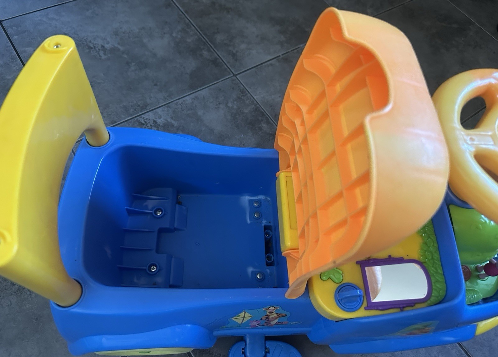 Kiddieland Winnie The Pooh Ride On Toy With Push Handle