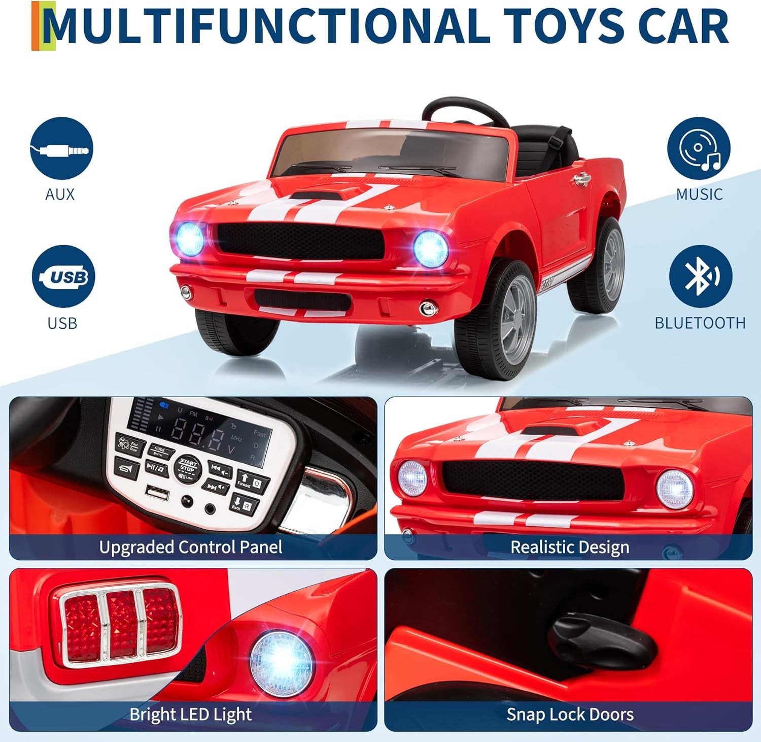 24V 2 Seater Ride on Licensed Shelby GT350 Electric Car Ride on Toys for Kids