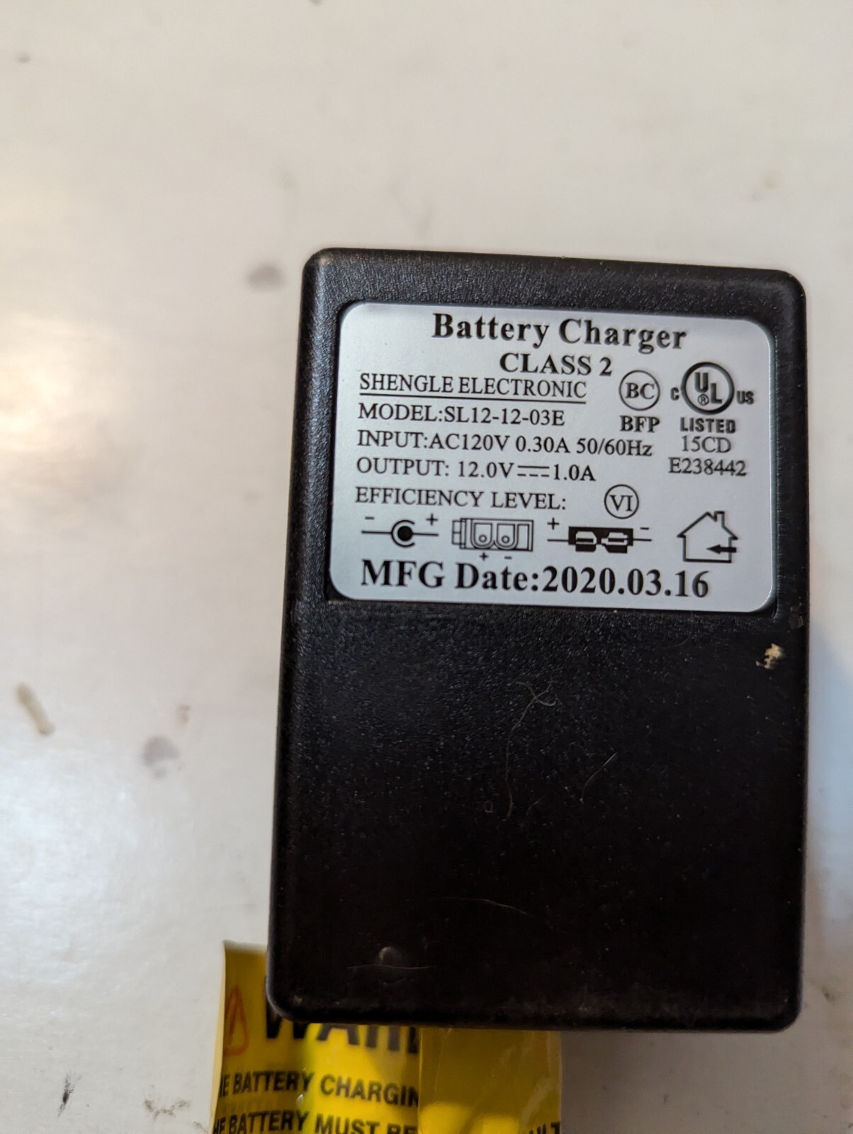 Battery Charger 12 Volt For Power Wheels–SL12-12-03E