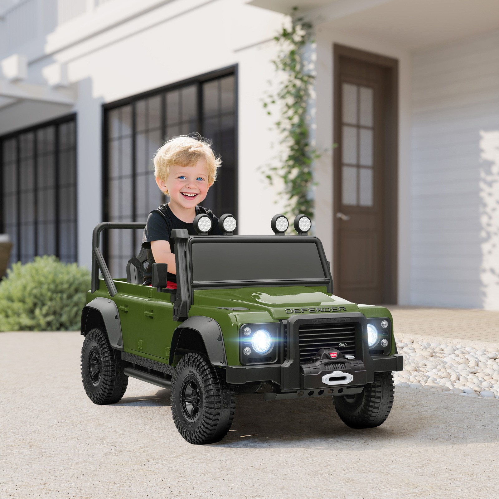 Kids Electric Car, Land Rover Licensed Off-Road Ride On Car, Green
