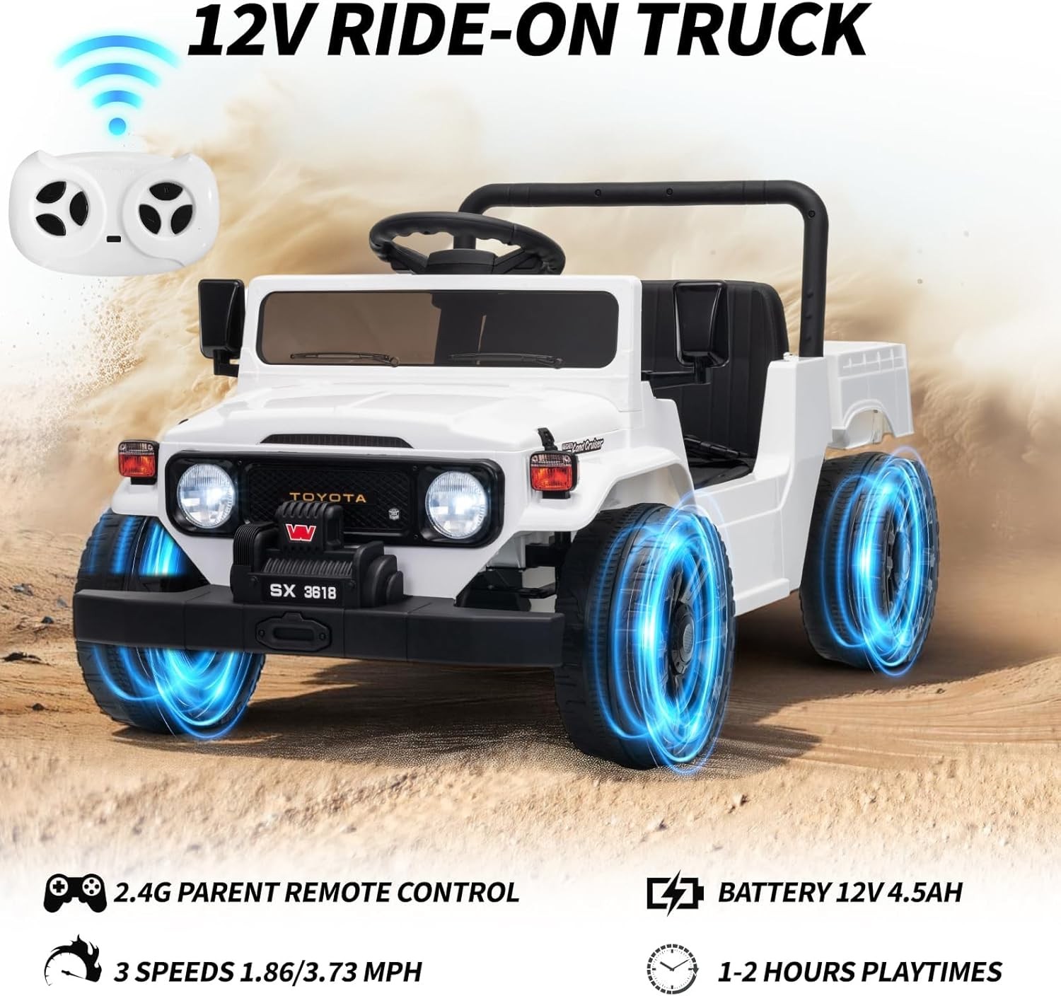 Licensed Ride On Car for Kids, 12V Electric Toy Truck with Parent Remote Control