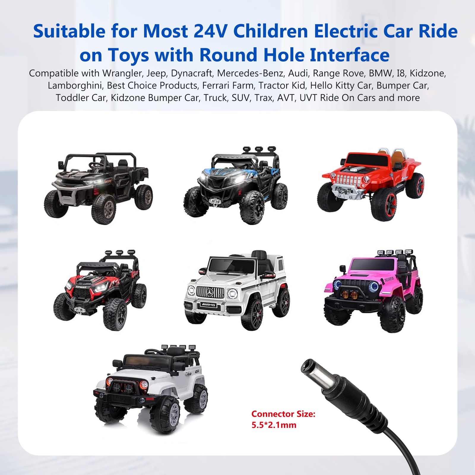 24V Battery Charger for Ride On Toys – Compatible With Power Wheels, Electric…
