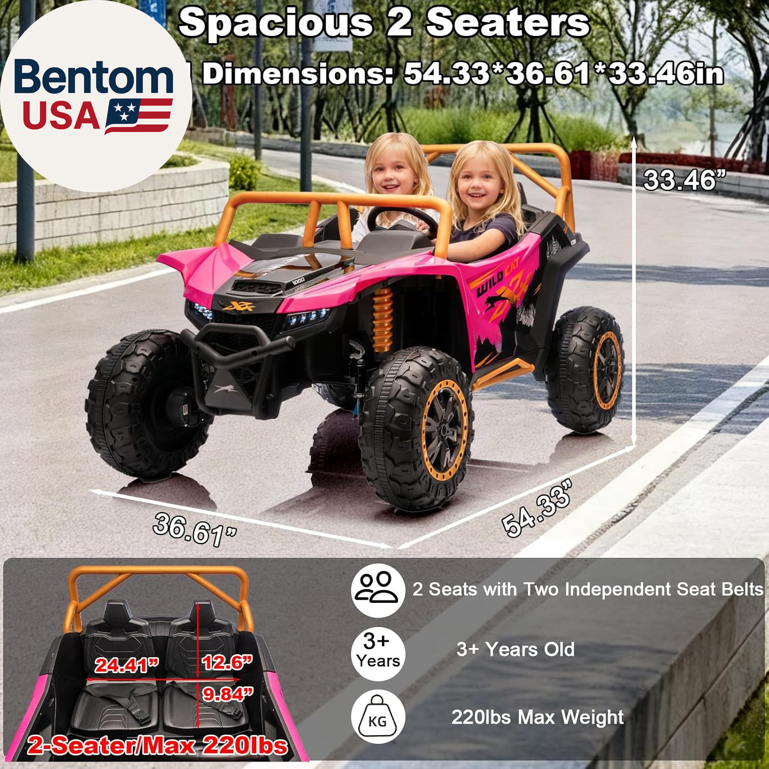 24V 4WD 10Ah 2-Seater Kids Ride on UTV XXXL with Parents Remote Control, 4X4 Off