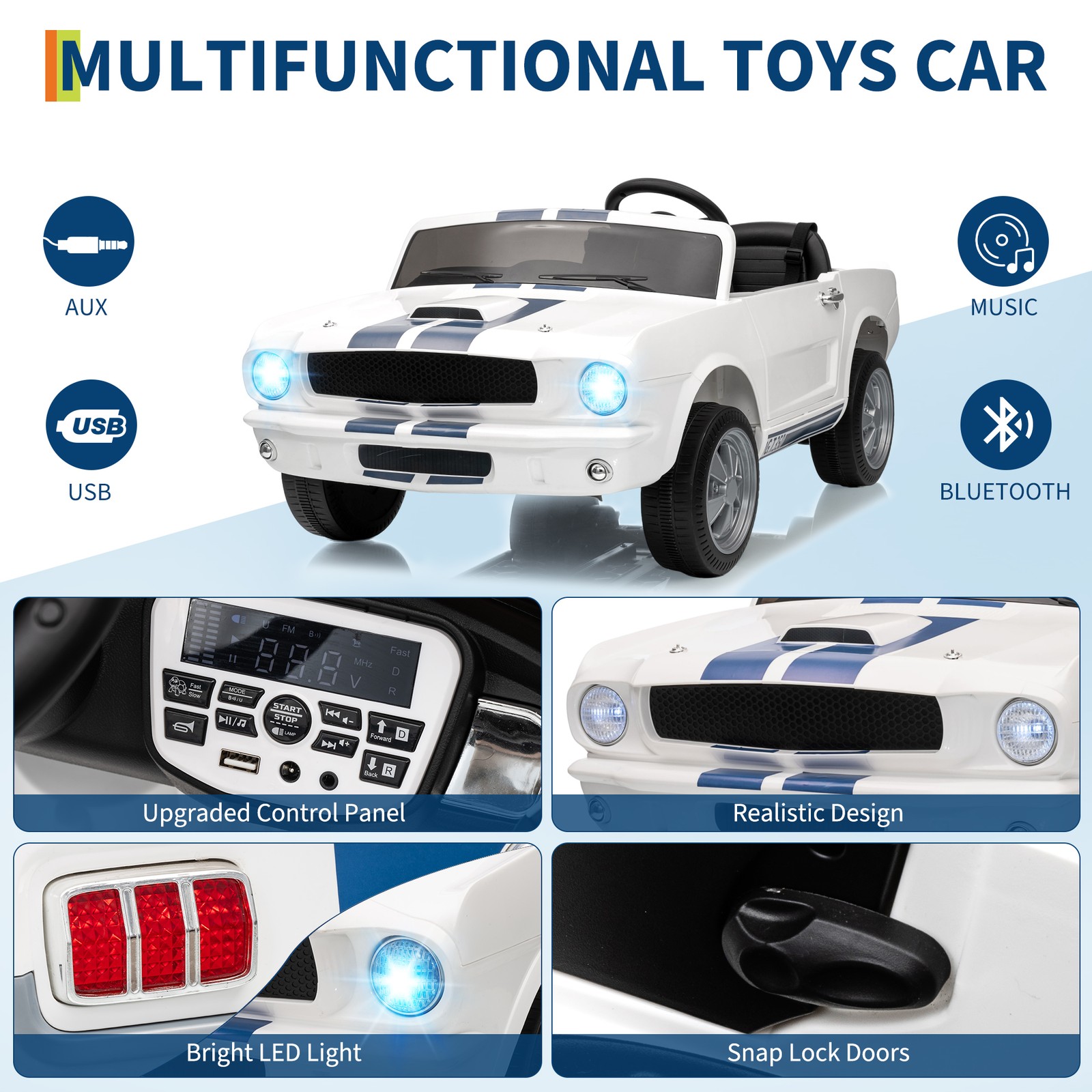 24V 7AH 2-Seater Licensed Shelby GT350 Ride-on Car for Kids with Remote Control